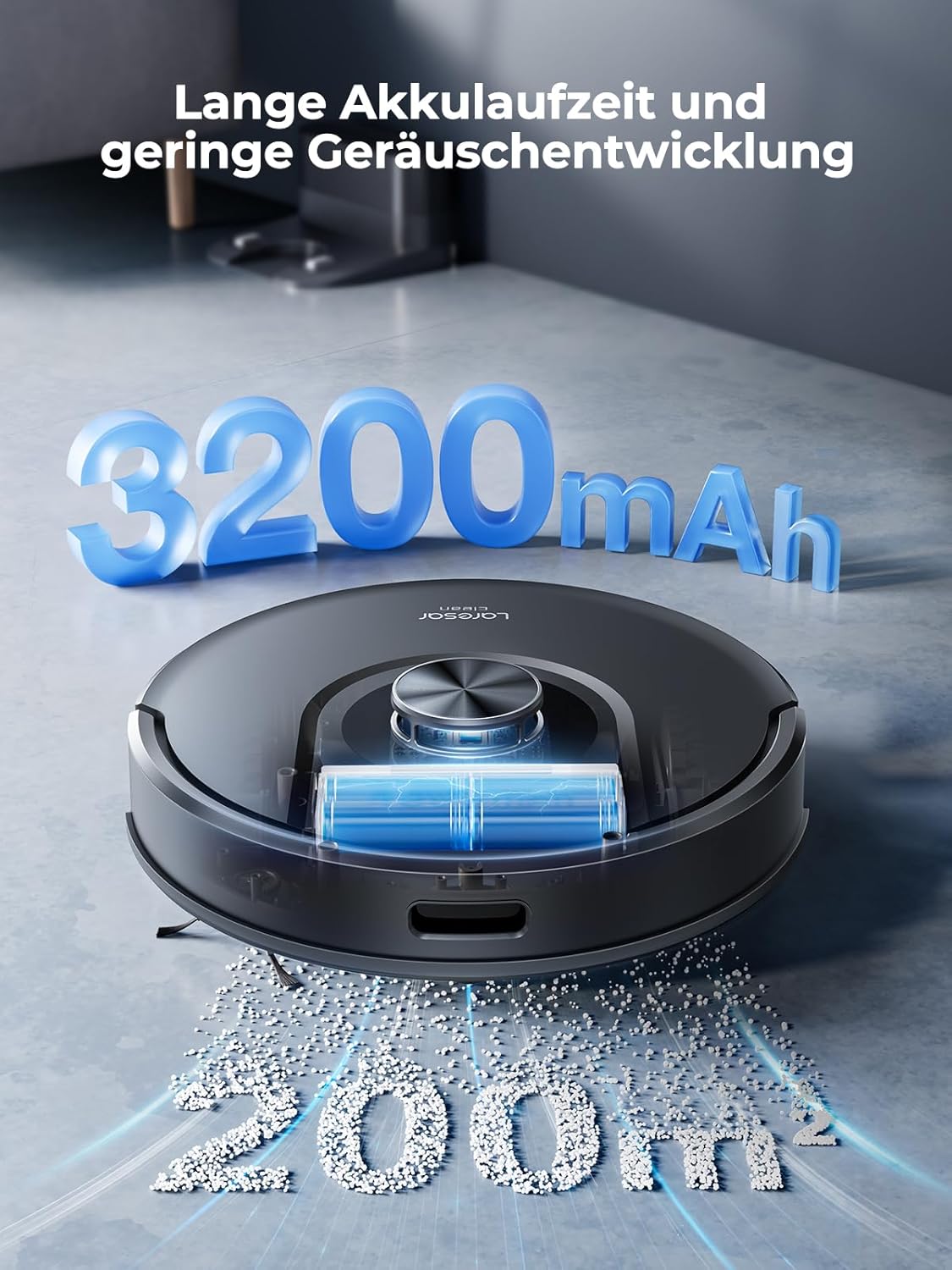 Laresar Clean Saugroboter mit Wischfunktion 3 in 1, 5000Pa Staubsauger Roboter mit Laser Navigation, 180Mins Max, Saugroboter Ideal für Tierhaare,Teppich, Hartboden, APP Steuerung, 15 No-Go