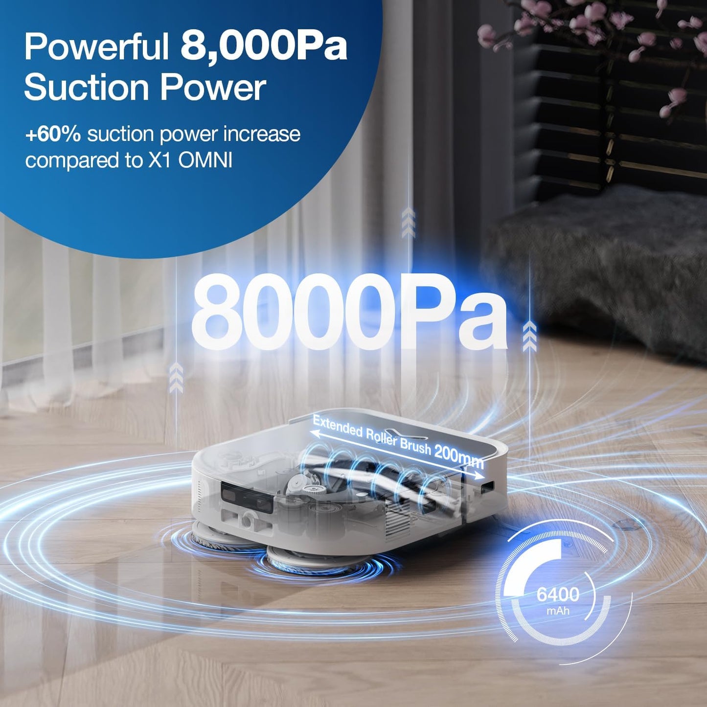 ECOVACS DEEBOT X8 PRO Omni Saugroboter mit Wischfunktion, OZMO Roller mit kontinuierliches Wischen & Selbstreinigung, 18.000 Pa, 12-in-1 Station, 40–75 °C Heißwasser-Moppreinigung, YIKO-GPT