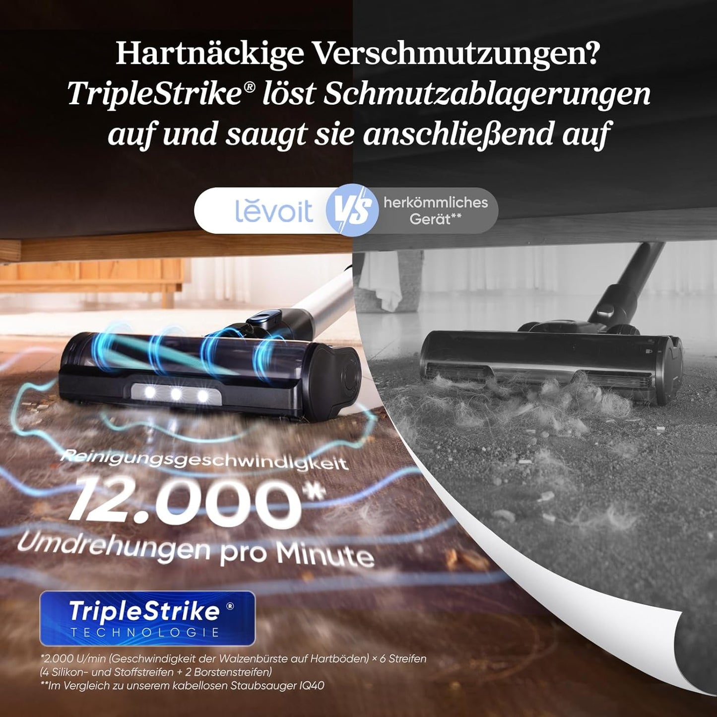 Levoit - Akku Staubsauger - Laufzeit für 75㎡ - Staubsauger Kabellos - 4-in-1 Vacuum Cleaner - 99,9 Prozent Filterleistung - Anti Tangle -Für Tierhaare/Teppiche/Hartböden/Auto - LVAC-200