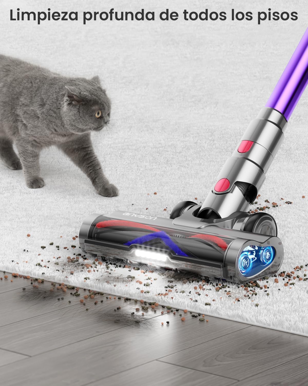 Anyson 45000Pa/550W/70Min Staubsauger Kabellos, 1.6L Akku Staubsauger Super Leise, Akkustaubsauger Selbstladender mit LED Display/Anti-Tangle-Bürste, Stabstaubsauger für Hartböden Teppiche Tierhaare