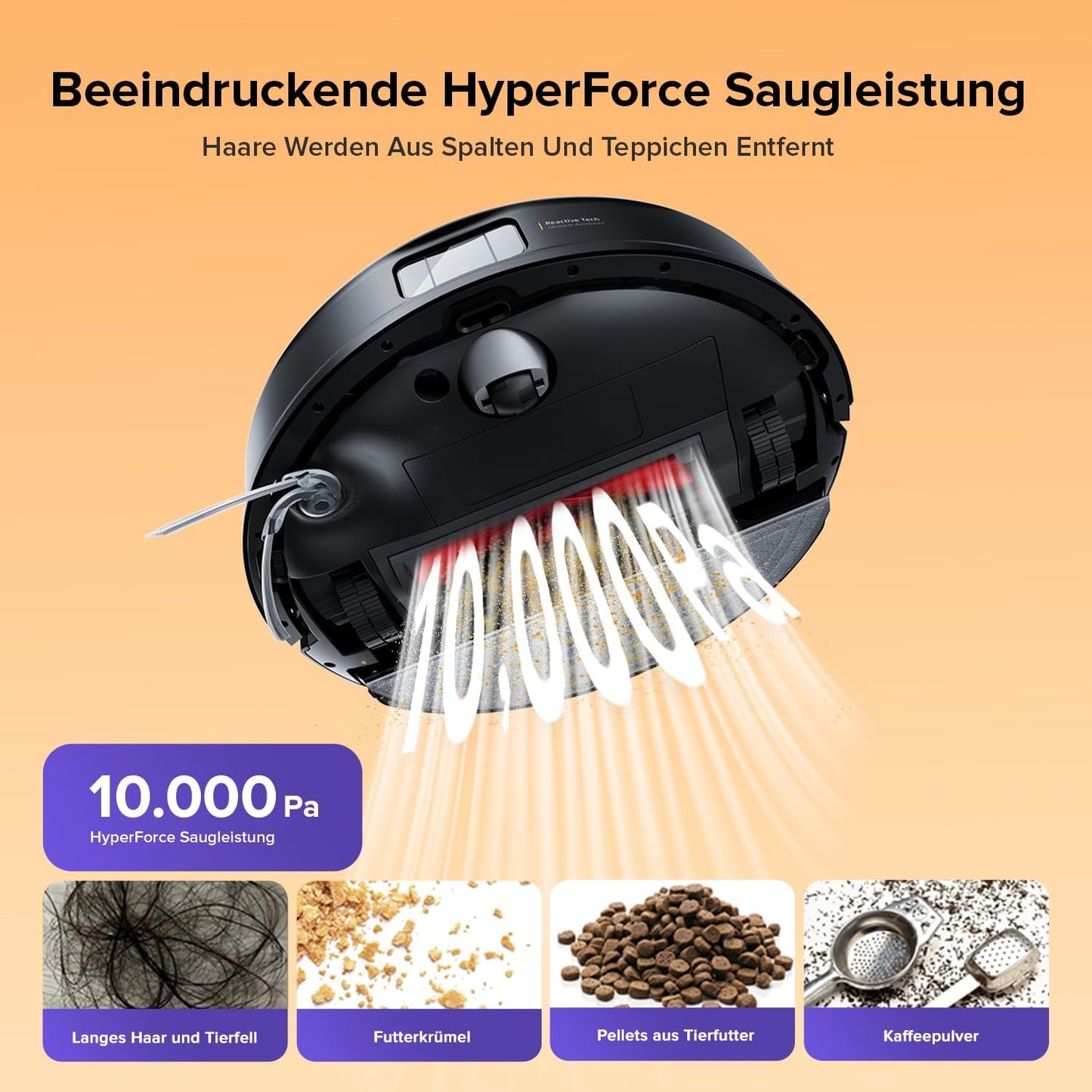 roborock Q10 S5 Saugroboter mit Wischfunktion, 10.000 Pa HyperForce Saugkraft, Dual Anti-Tangle System, Auto Lifting Mopping, Ideal für Tierhaare, Teppiche, Hartböden (Weiß)