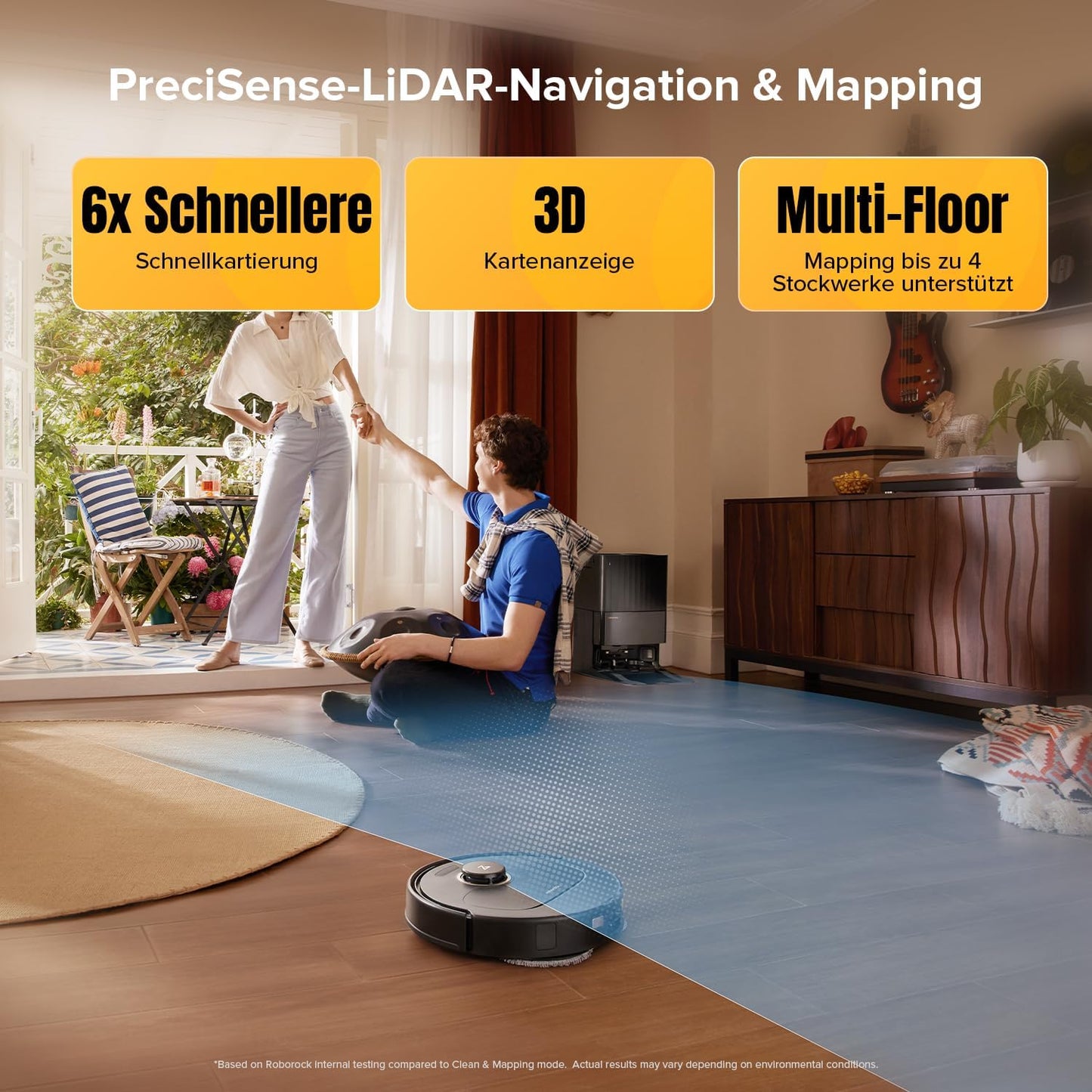 roborock Qrevo Serie Saugroboter mit Wischfunktion, 8000Pa Saugkraft(verbessert von Qrevo S), Anti-Verfilzungs-Seitenbürste, Hindernisvermeidung, LiDAR-Navigation, All-in-One Dock, Weiß(QV 35A Set)