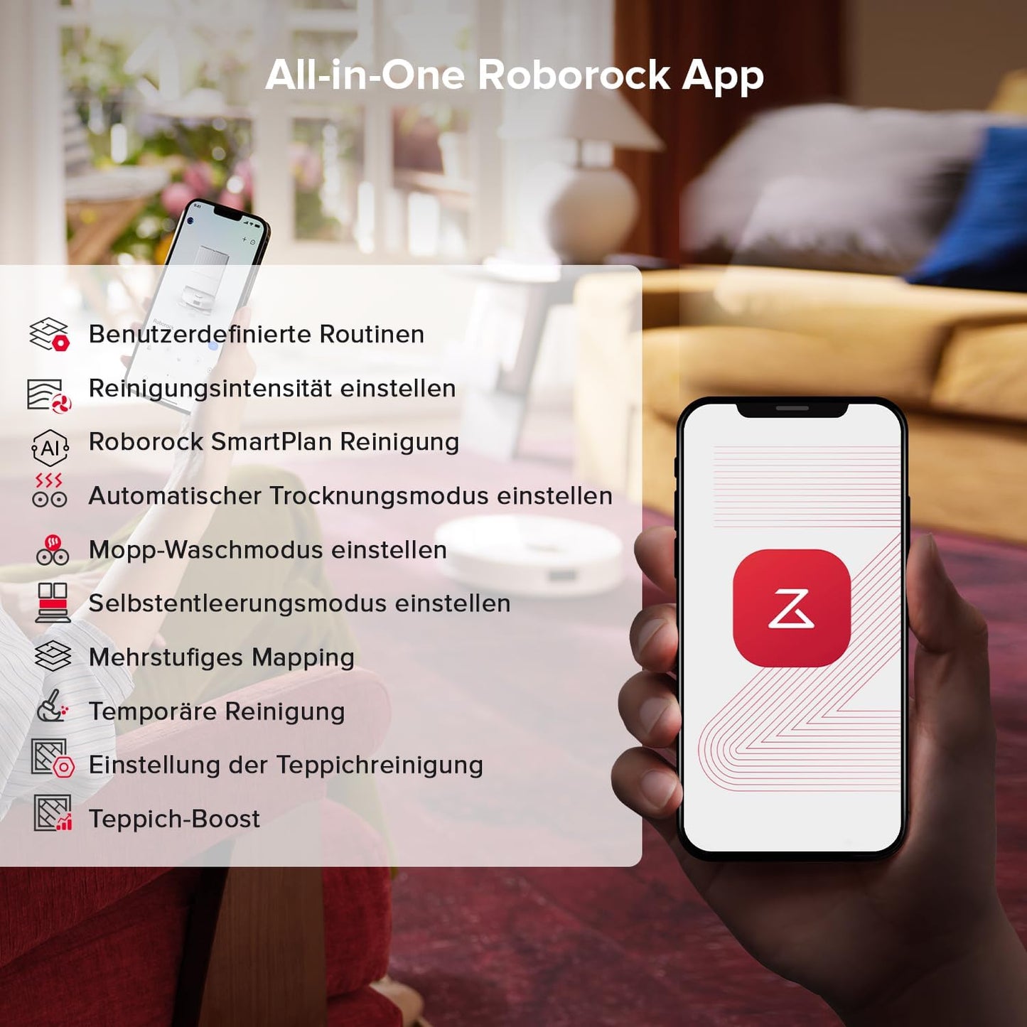 roborock Qrevo Serie Saugroboter mit Wischfunktion, 8000Pa Saugkraft(verbessert von Qrevo S), Anti-Verfilzungs-Seitenbürste, Hindernisvermeidung, LiDAR-Navigation, All-in-One Dock, Weiß(QV 35A Set)