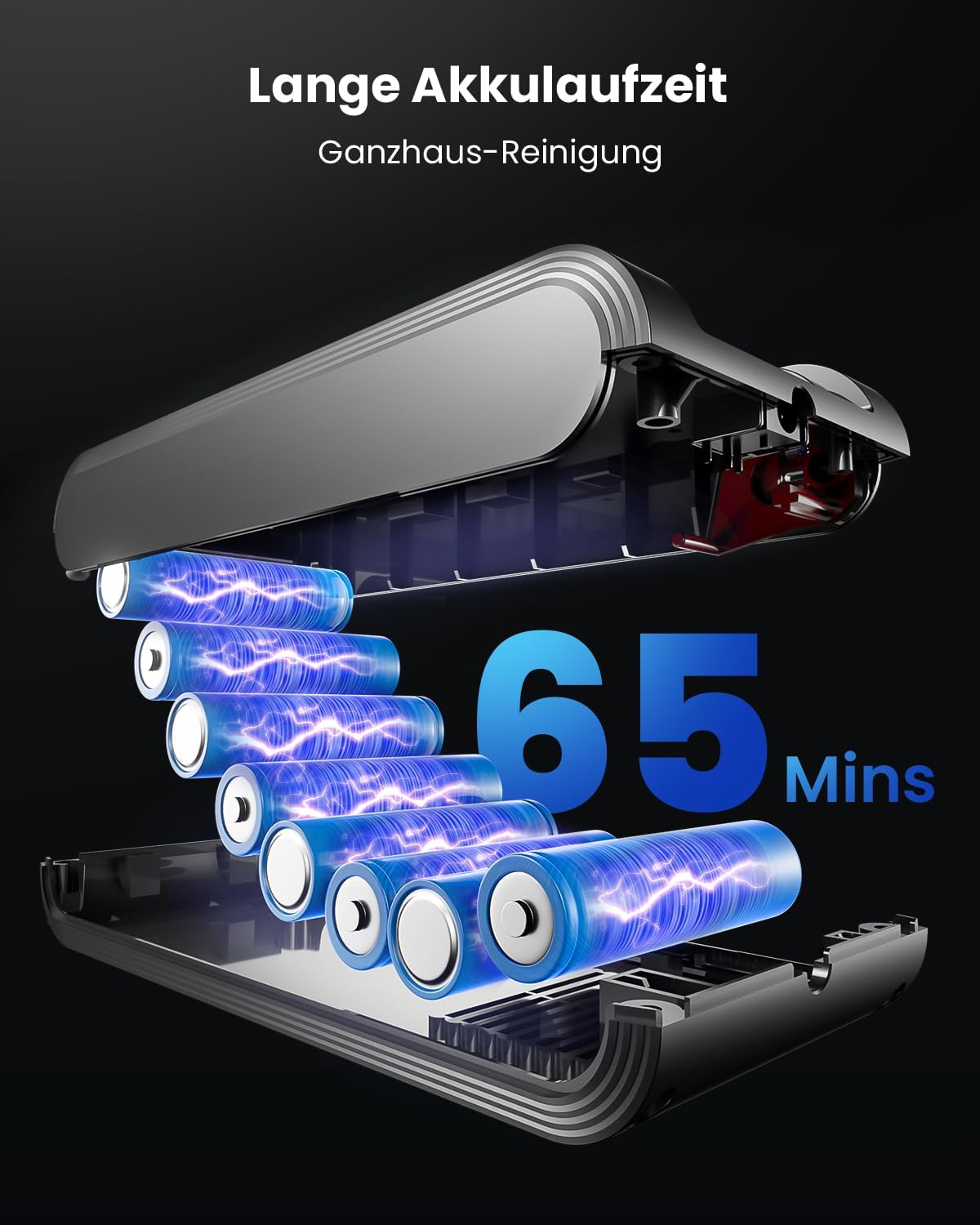 Avalsor Akku Staubsauger 48000Pa/580W/65Min, 1,8L Staubsauger Kabellos mit Staubabstreif-Funktion, Anti-Tangle-Bürste, 8-Fach-Filtration Akkustaubsauger Selbststehend für Teppiche/Tierhaare/Hartböden