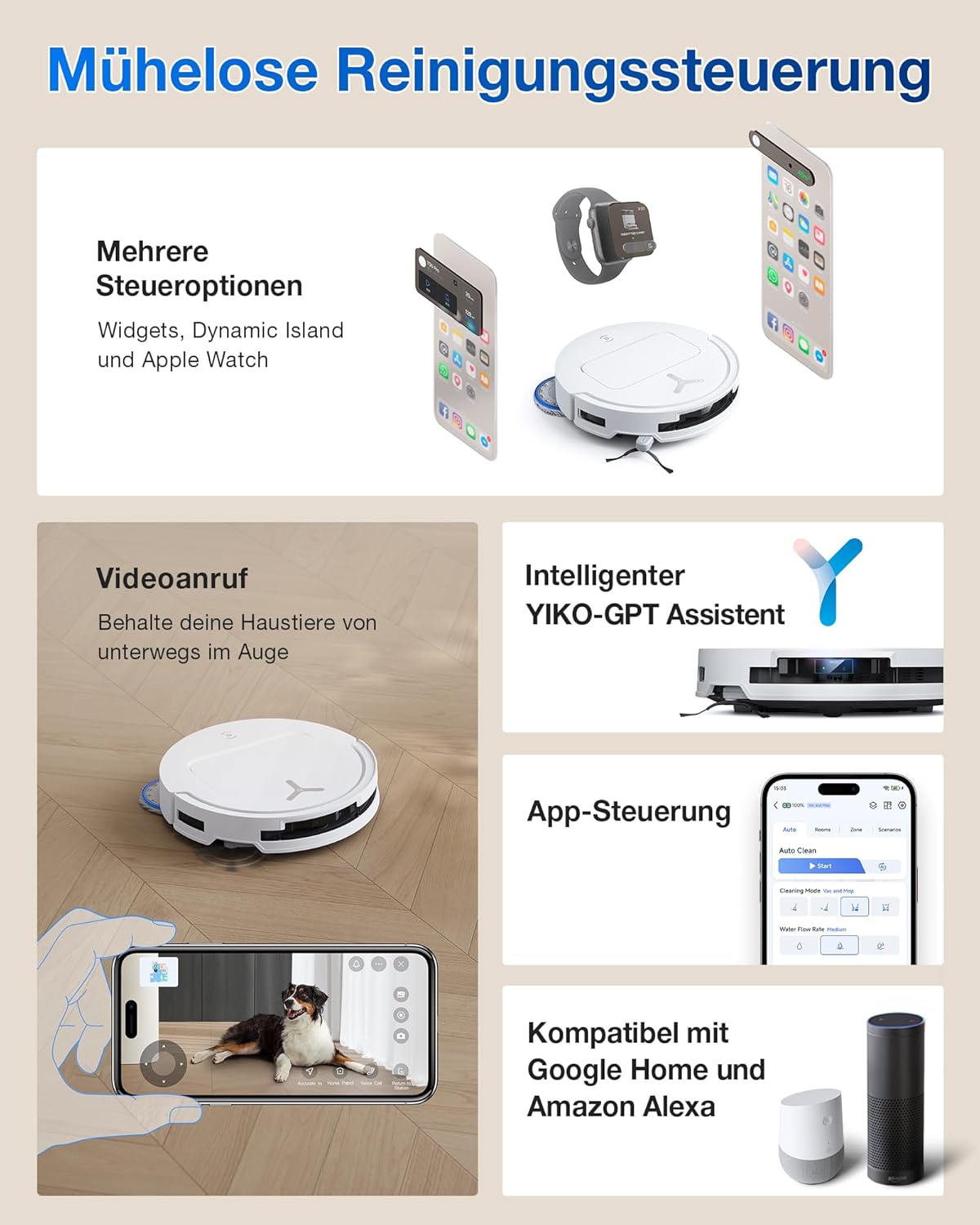 ECOVACS DEEBOT T50 PRO Omni Gen2 Saugroboter mit Wischfunktion, Ausfahrende Seitenbürste und Wischmopp, 21.000 Pa, Auto Zugabe von Reinigungslösung, Moppwäsche mit 75°C heißem Wasser, Ultradünn 81 mm