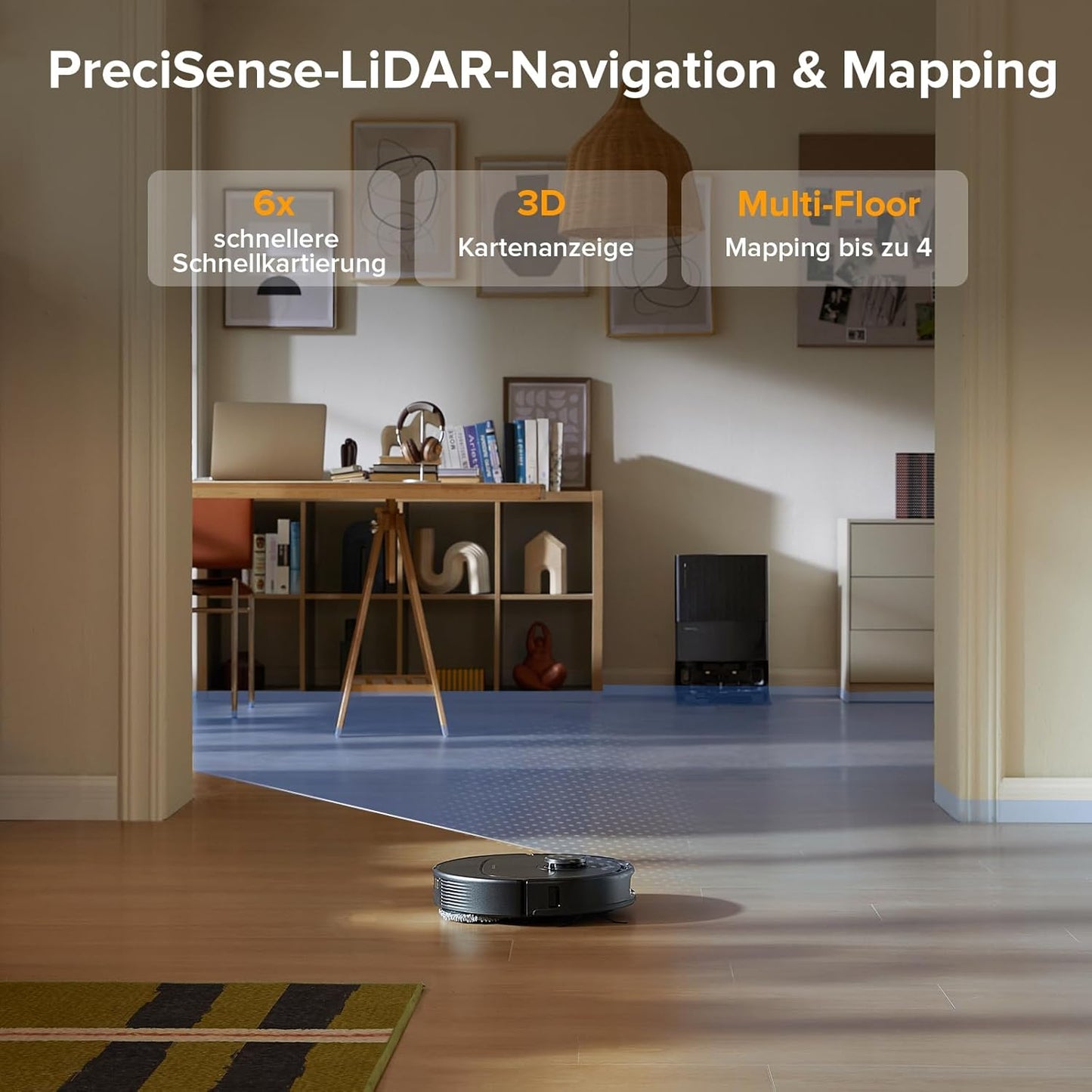 roborock Qrevo Serie Saugroboter mit Wischfunktion, 8000Pa Saugkraft(verbessert von Qrevo S), Anti-Verfilzungs-Seitenbürste, Hindernisvermeidung, LiDAR-Navigation, All-in-One Dock, Weiß(QV 35A Set)