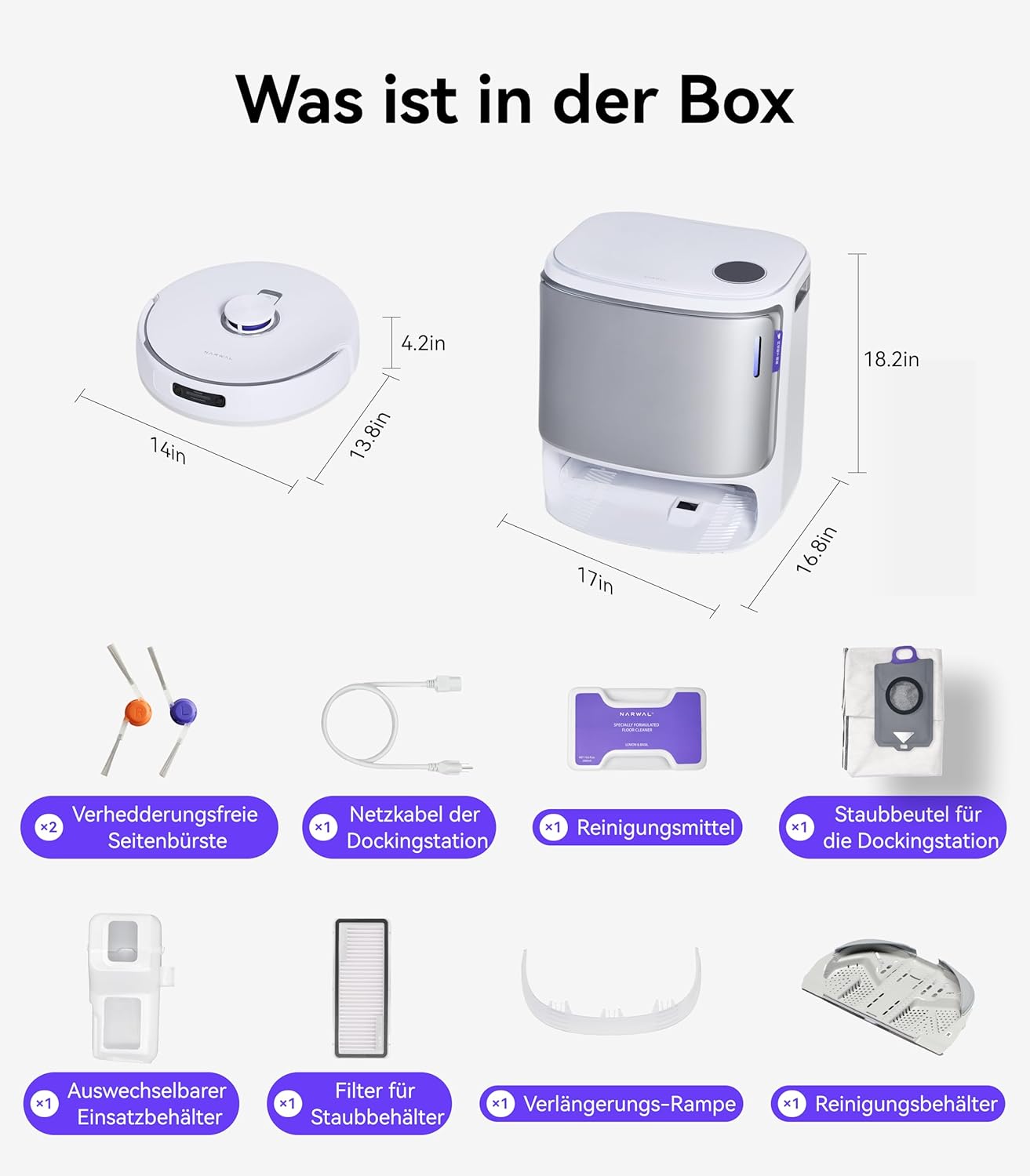 NARWAL Freo Z10 Ultra Saugroboter mit Wischfunktion, 18.000 Pa Saugleistung, dynamische Moppausdehnung, Tangle-Free System, intelligente Nass-Trocken-Reinigung, All-in-One-Basisstation