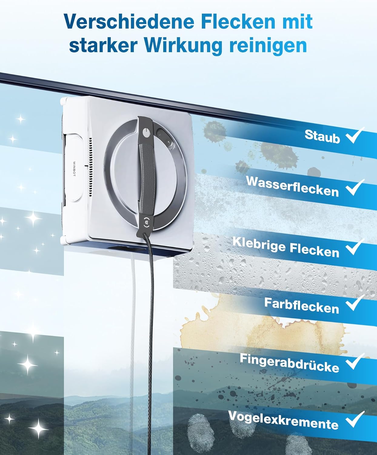 ECOVACS WINBOT W2 Omni Fensterputzroboter mit 6-in-1 Multifunktionsstation, integrierter 4500mAh Akku, Kantenreinigungsmodus, Weitwinkel-Sprühzerstäubungstechnologie, White