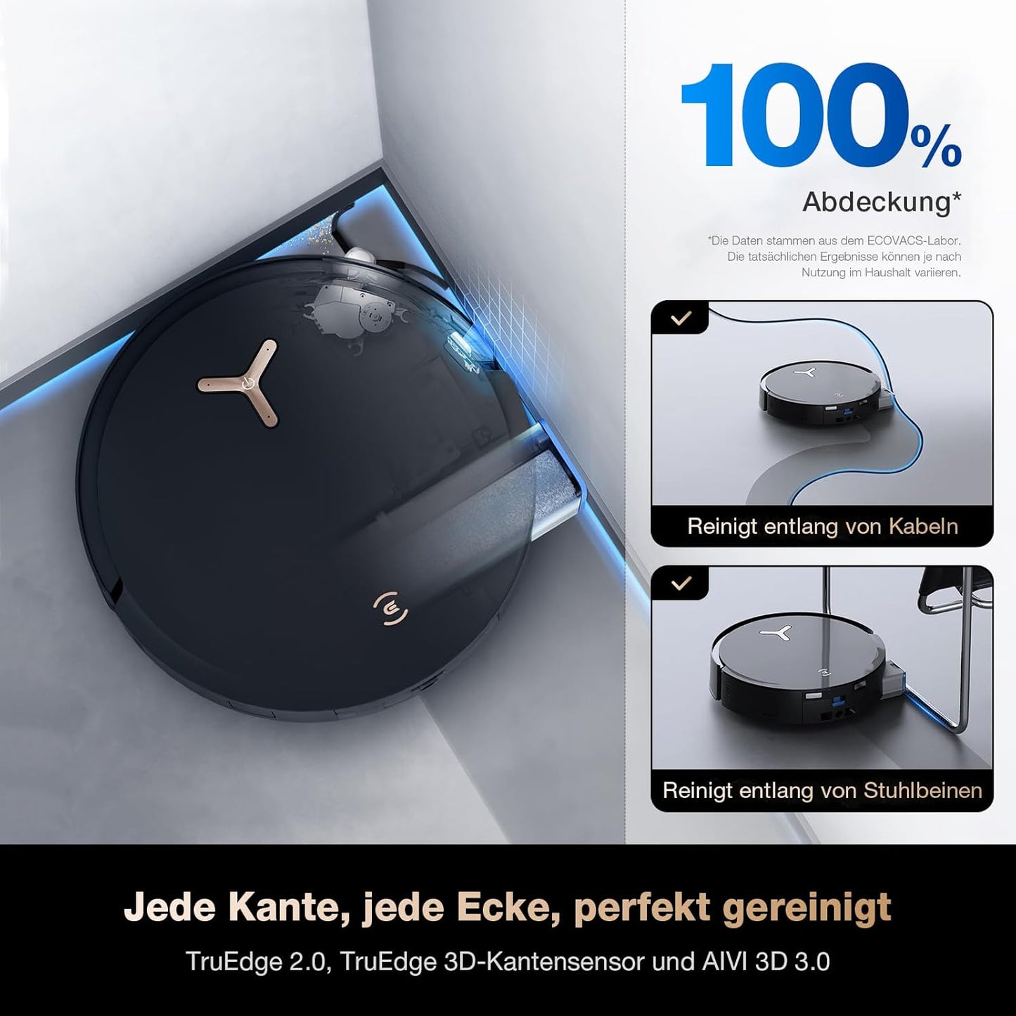 ECOVACS DEEBOT X8 PRO Omni Saugroboter mit Wischfunktion, OZMO Roller mit kontinuierliches Wischen & Selbstreinigung, 18.000 Pa, 12-in-1 Station, 40–75 °C Heißwasser-Moppreinigung, YIKO-GPT
