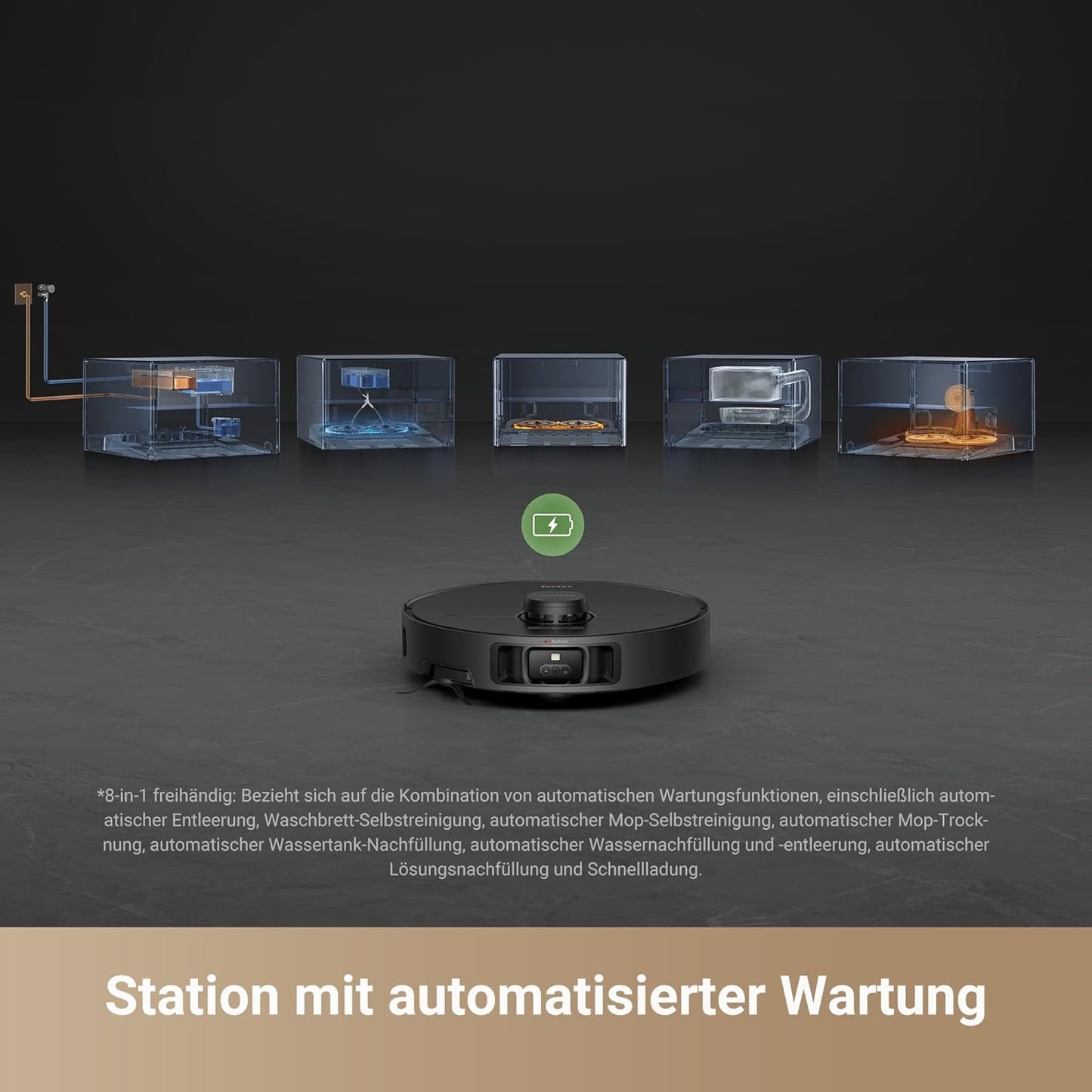 dreame X40 Ultra Complete Saugroboter mit Wischfunktion, 12.000Pa Saugkraft, 70℃ Wischmopp, selbstreinigend, automatische Entleerung, automatisches Nachfüllen, Anti-Wirrwarr und anhebbare Bürsten