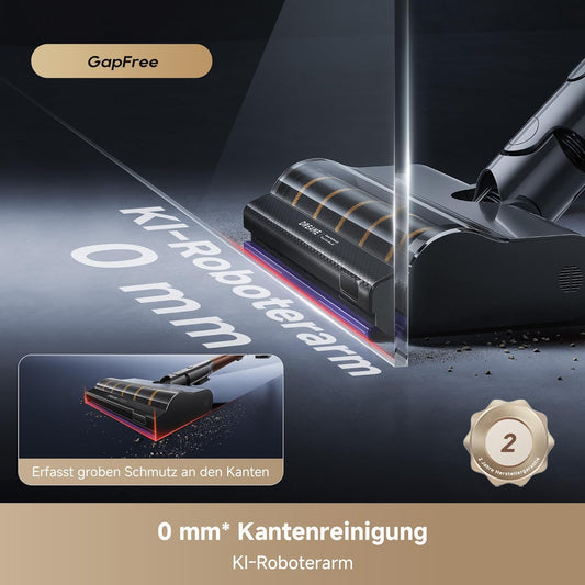 dreame V20 Pro-A Kabelloser Staubsauger, Kantenreinigung 0 mm, ohne Verheddern, für Hartböden und Teppiche, 210 AW Saugkraft, 90 Min. maximale Laufzeit, Filterung 99,99%, entfernt Tierhaare