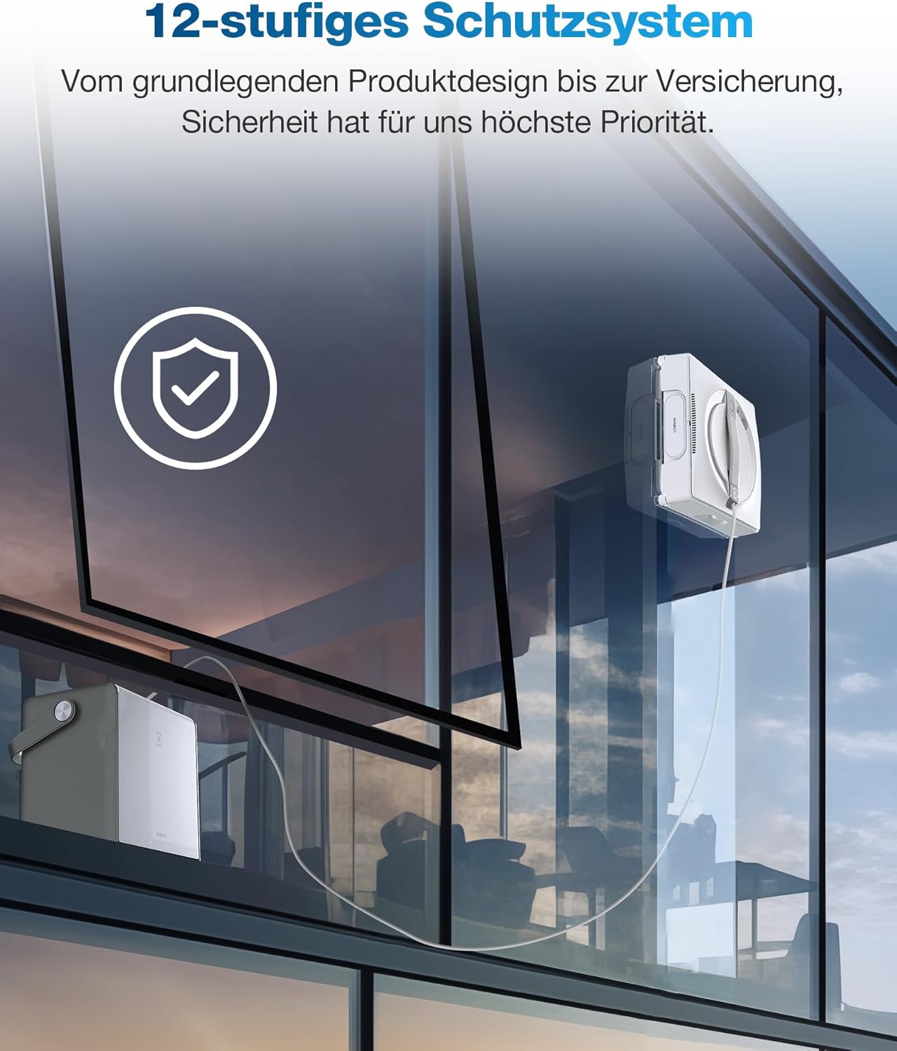 ECOVACS WINBOT W2 Omni Fensterputzroboter mit 6-in-1 Multifunktionsstation, integrierter 4500mAh Akku, Kantenreinigungsmodus, Weitwinkel-Sprühzerstäubungstechnologie, White