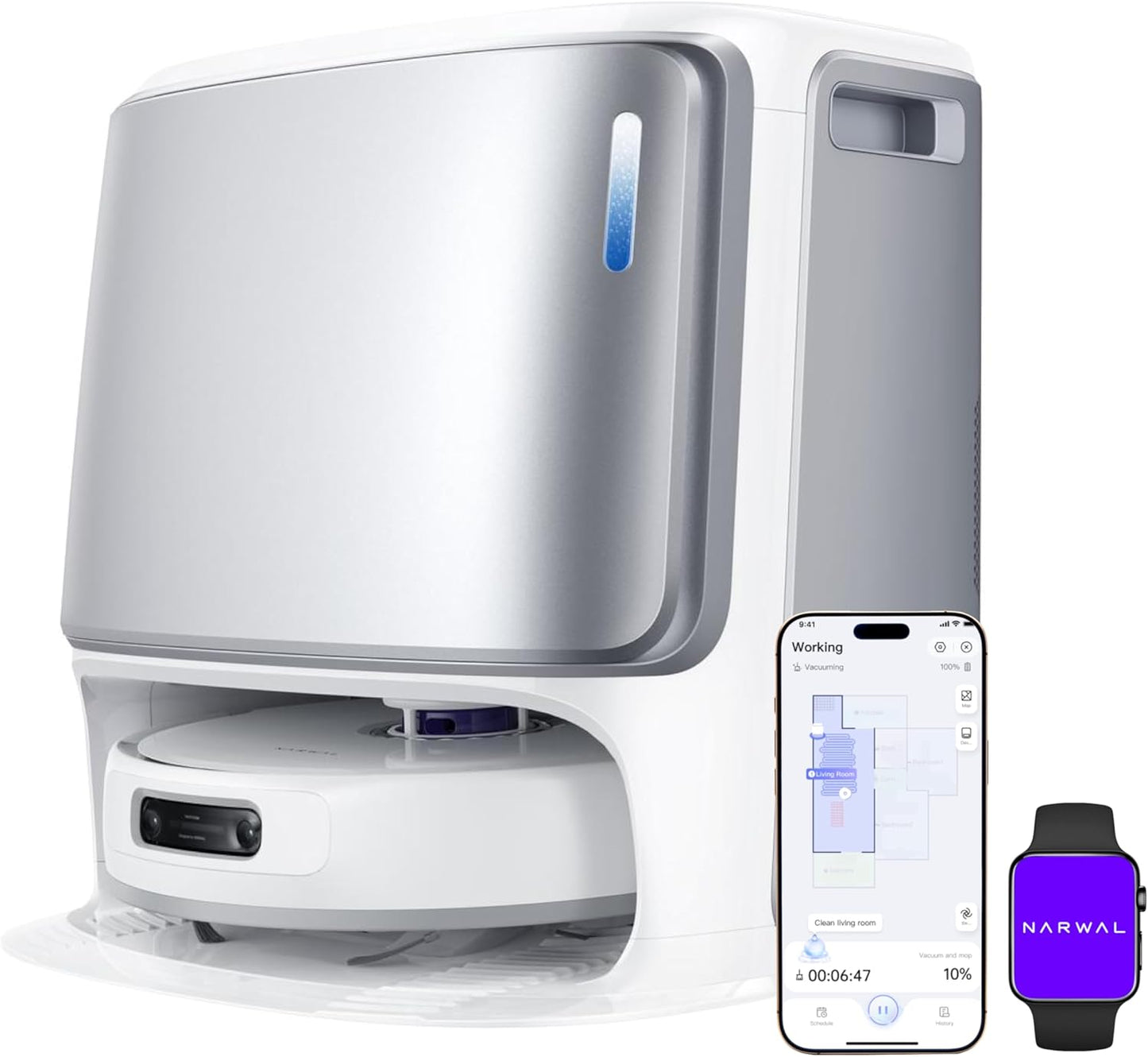 NARWAL Freo Z10 Ultra Saugroboter mit Wischfunktion, 18.000 Pa Saugleistung, dynamische Moppausdehnung, Tangle-Free System, intelligente Nass-Trocken-Reinigung, All-in-One-Basisstation