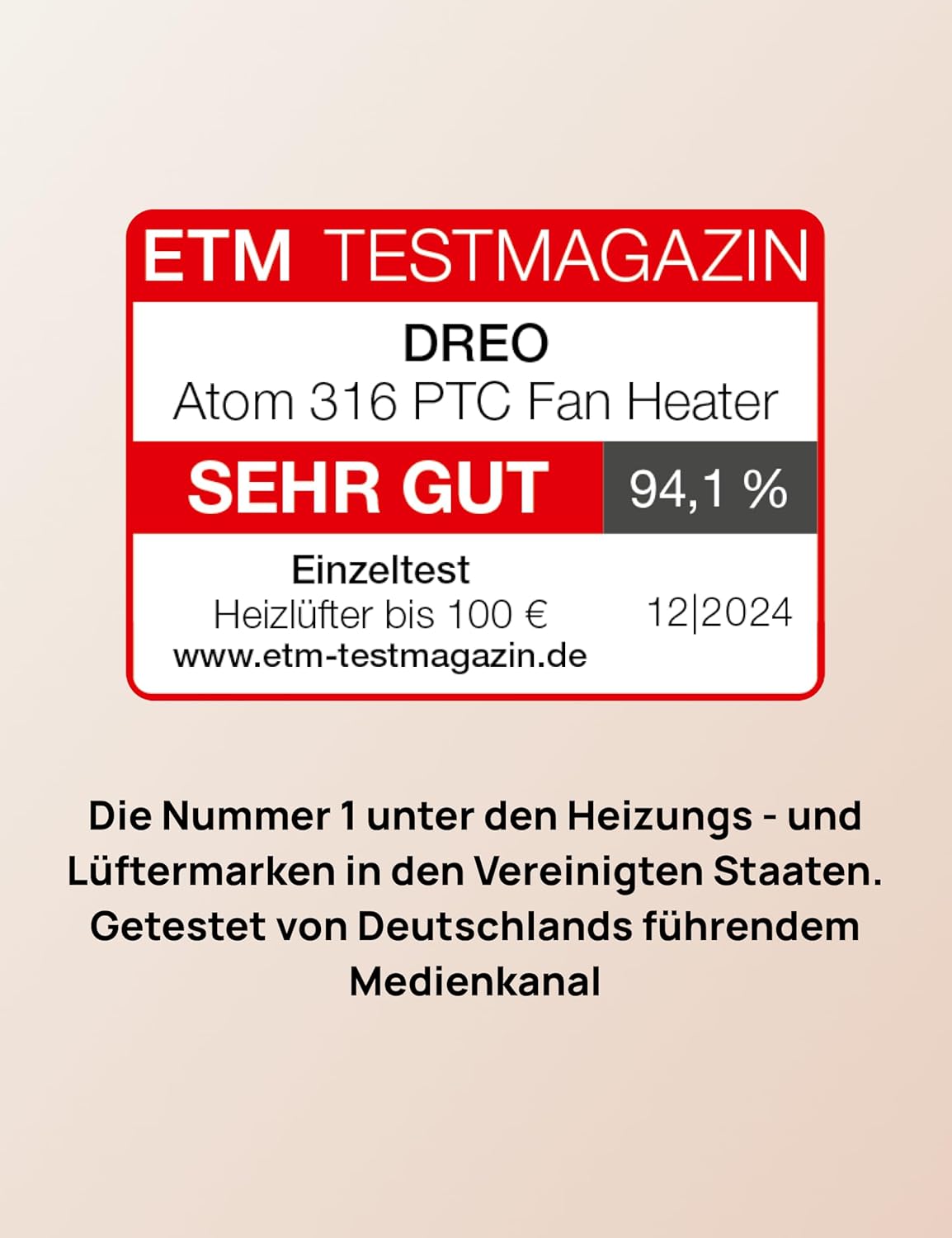 Dreo Energiesparender Heizlüfter, 34 dB Leiser 1500W Elektrischer PTC Keramik, Thermostat, Überhitzungs- & Kippschutz, 12 Std. Timer, Elektroheizung für Räume Schlafzimmer, Atom 316, Gold