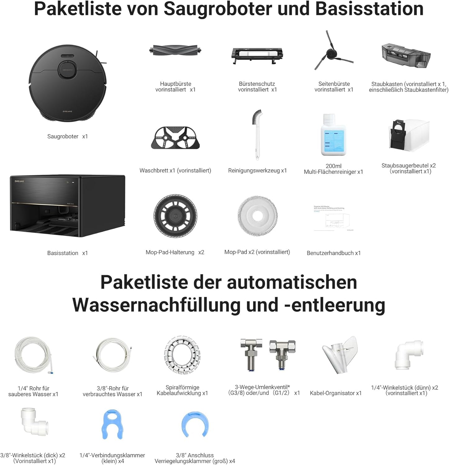 dreame X40 Ultra Complete Saugroboter mit Wischfunktion, 12.000Pa Saugkraft, 70℃ Wischmopp, selbstreinigend, automatische Entleerung, automatisches Nachfüllen, Anti-Wirrwarr und anhebbare Bürsten