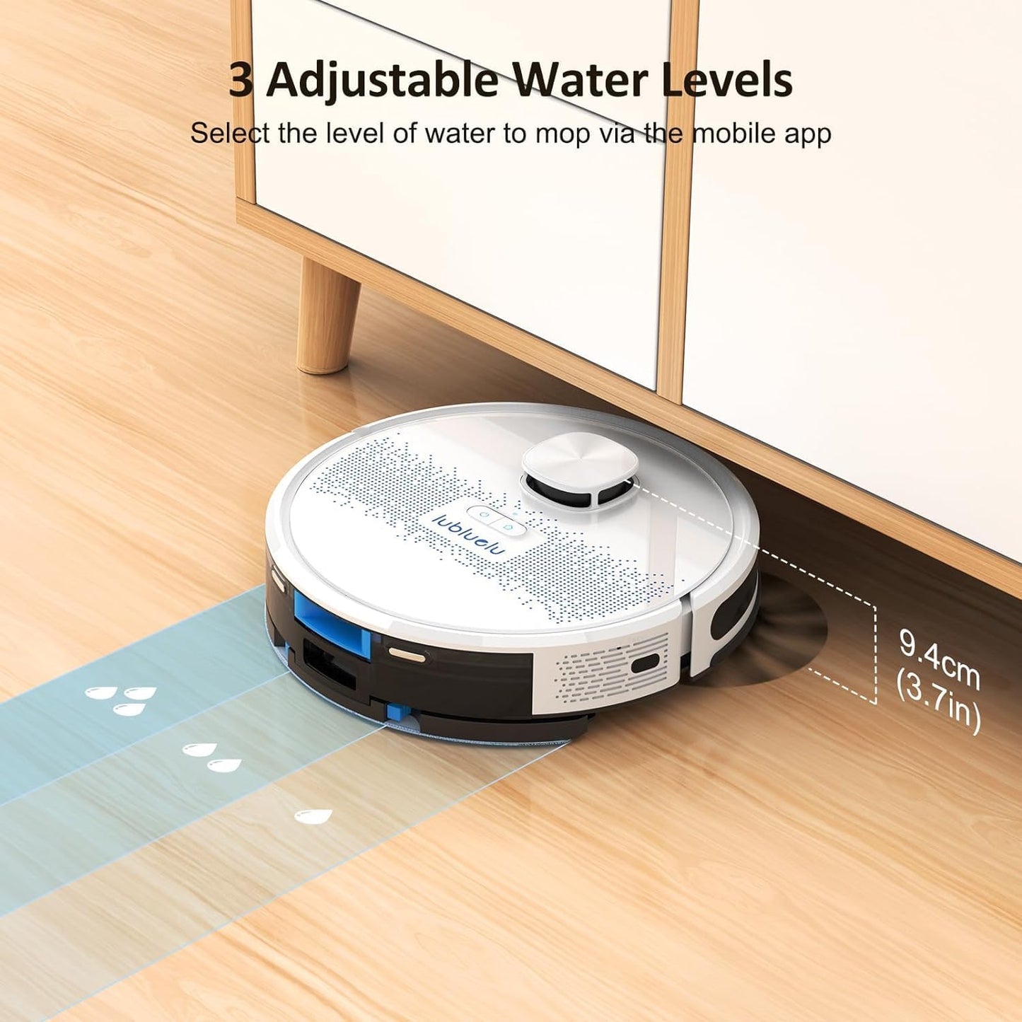 Lubluelu Saugroboter mit Wischfunktion 2-1, 4000Pa Staubsauger Roboter Lasernavigation mit 5 Karten, 55 dB Roboterstaubsauger mit APP Steuerung, Ideal für Tierhaare, Teppiche, Hartböden, Blau (SL60D)