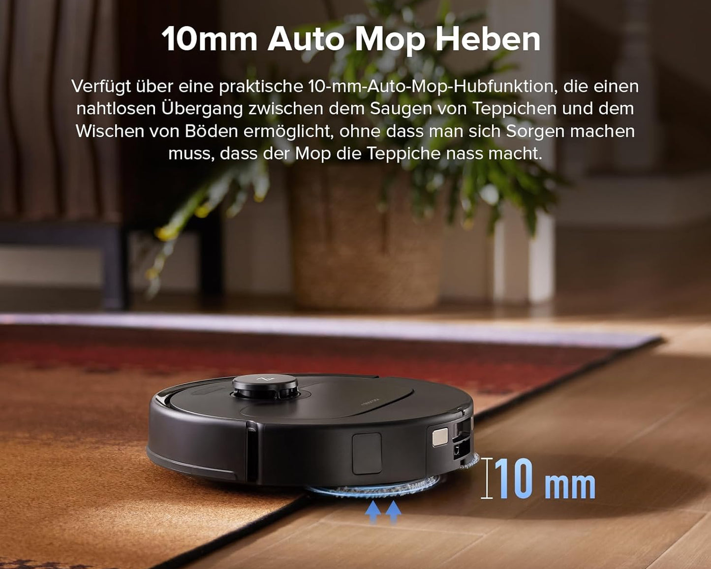 roborock QV 35S-Set Saugroboter mit Wischfunktion, 10.000 Pa HyperForce Saugkraft, Anti-Tangle-Bürsten, Anhebbare Schleudermopps, Intelligente Hindernisvermeidung, All-in-One Dock (Schwarz)