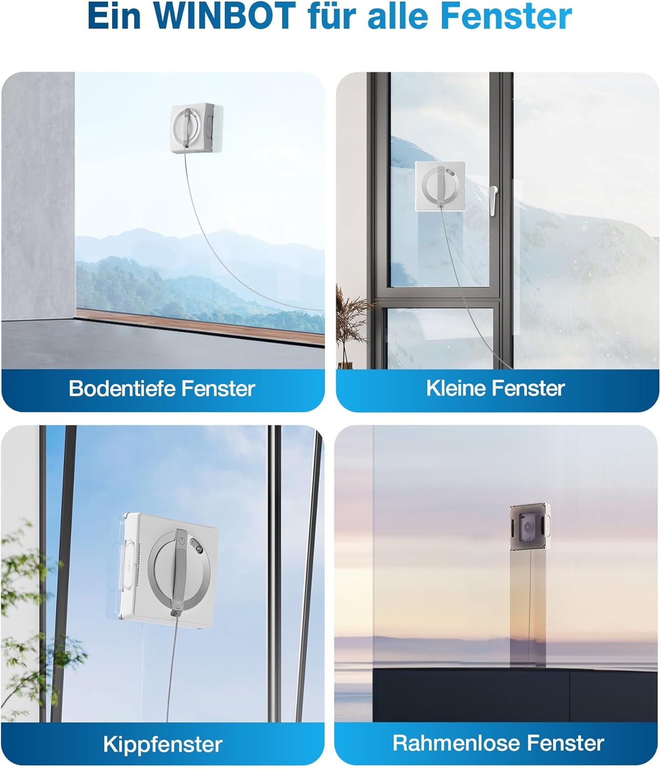 ECOVACS WINBOT W2 Omni Fensterputzroboter mit 6-in-1 Multifunktionsstation, integrierter 4500mAh Akku, Kantenreinigungsmodus, Weitwinkel-Sprühzerstäubungstechnologie, White