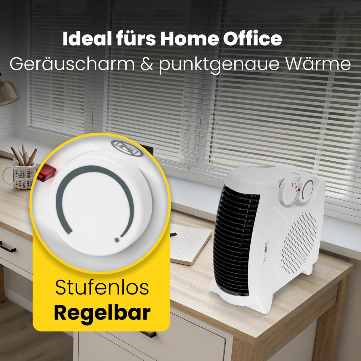 Clatronic® mobiler & kompakter Heizlüfter | Heizlüfter 2000W & 1000W | Heizkörper mit Ventilatorfunktion | Heizlüfter klein mit Kontrollleuchte & Überhitzungsschutz | HL 3761