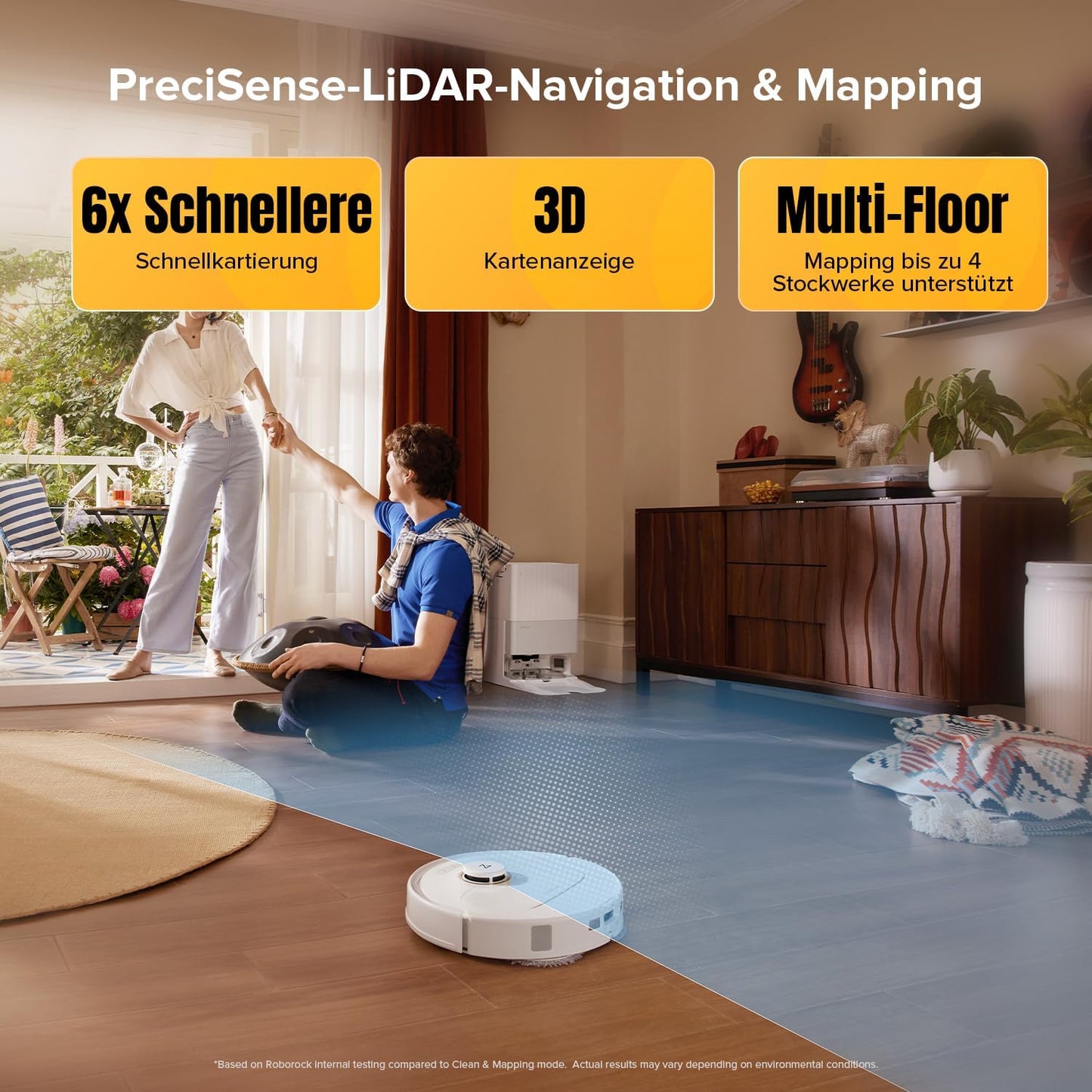 roborock Qrevo Serie Saugroboter mit Wischfunktion, 8000Pa Saugkraft(verbessert von Qrevo S), Anti-Verfilzungs-Seitenbürste, Hindernisvermeidung, LiDAR-Navigation, All-in-One Dock, Weiß(QV 35A Set)