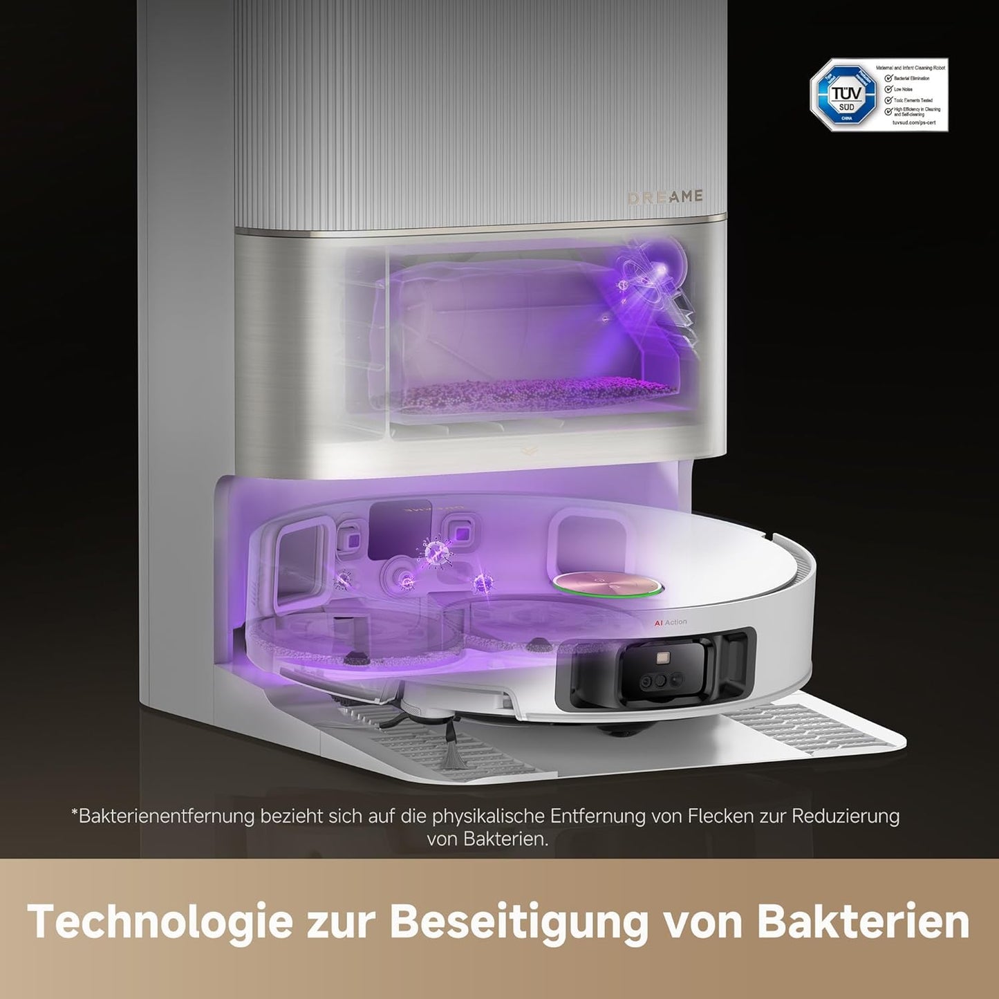 dreame X40 Ultra Complete Saugroboter mit Wischfunktion, 12.000Pa Saugkraft, 70℃ Wischmopp, selbstreinigend, automatische Entleerung, automatisches Nachfüllen, Anti-Wirrwarr und anhebbare Bürsten