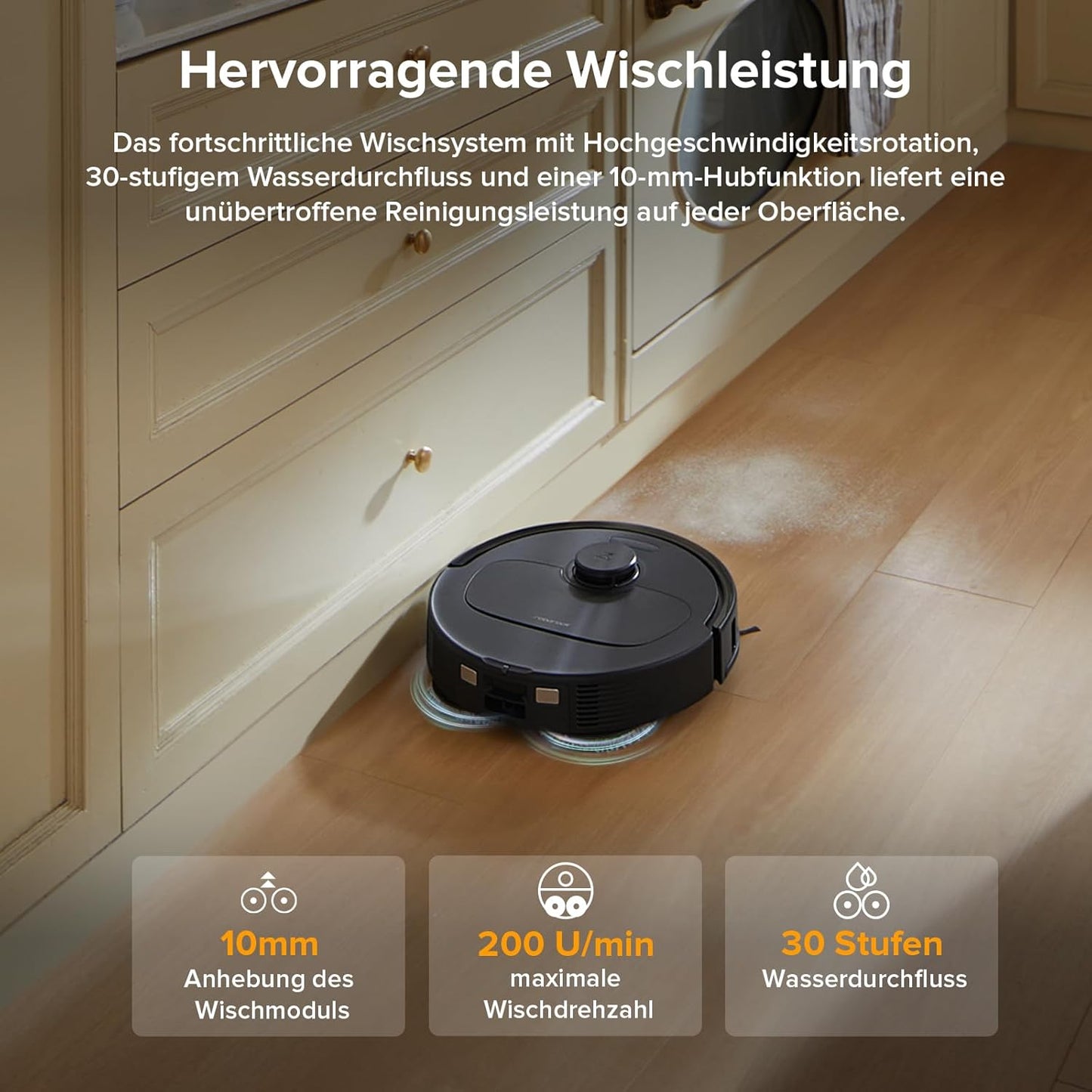 roborock Qrevo Serie Saugroboter mit Wischfunktion&Hebarem Wischmopp, 8000Pa Saugkraft(verbessert von Qrevo S), Anti-Verfilzungs-Seitenbürste, Hindernisvermeidung, All-in-One Dock, Schwarz(QV 35A)