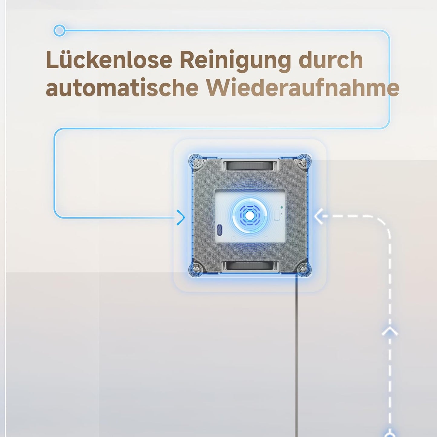 dreame C1 Station Fensterputzroboter, Rundum-Sicherheitskonzept, Mobile Station, automatischer Kabeleinzug, CornerClean-Technologie, Dual-Spray-Technologie, intelligente Planung des Reinigungswegs