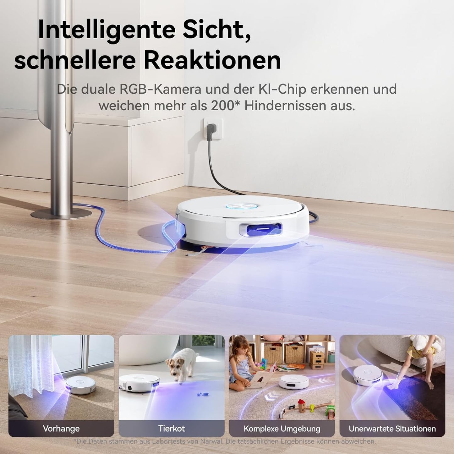 NARWAL Flow Saugroboter mit Wischfunktion, FlowWash-Moppsystem mit Echtzeit-Selbstreinigung, 22.000 Pa Wischroboter, Tierhaare DualFlow Tangle-Frei, 45-80°C Spülen und Heißlufttrocknung, Absaugstation