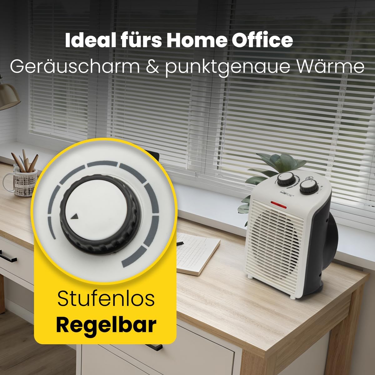 Clatronic® mobiler & kompakter Heizlüfter | Heizlüfter 2000W & 1000W | Heizkörper mit Ventilatorfunktion | Heizlüfter klein mit Kontrollleuchte & Überhitzungsschutz | HL 3761