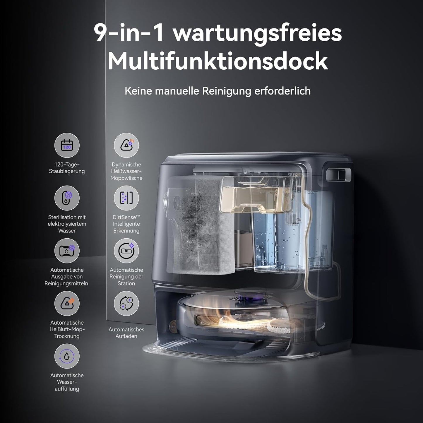 NARWAL Freo Z10 Ultra Saugroboter mit Wischfunktion, 18.000 Pa Saugleistung, dynamische Moppausdehnung, Tangle-Free System, intelligente Nass-Trocken-Reinigung, All-in-One-Basisstation