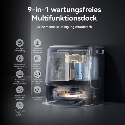 NARWAL Freo Z10 Ultra Saugroboter mit Wischfunktion, 18.000 Pa Saugleistung, dynamische Moppausdehnung, Tangle-Free System, intelligente Nass-Trocken-Reinigung, All-in-One-Basisstation