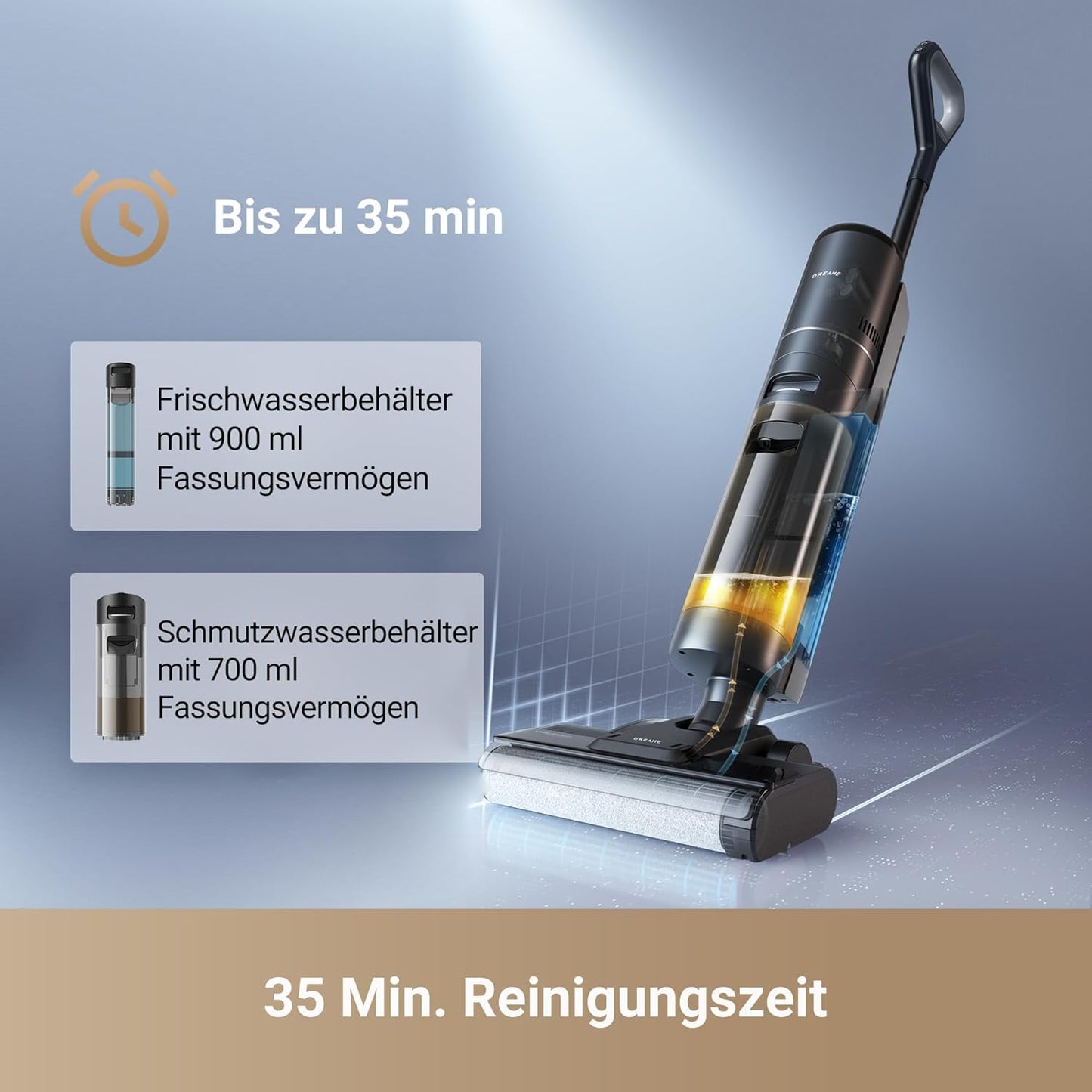 dreame H12 Pro Ultra Nass- und Trockensauger, Bürstenreinigung 60 °C, 30 Min. Heißlufttrocknung, Selbstreinigung mit festem Schaber, 16 kPa Saugkraft, Doppel-Kantenreinigung, intell. Erkenn. & Anpass