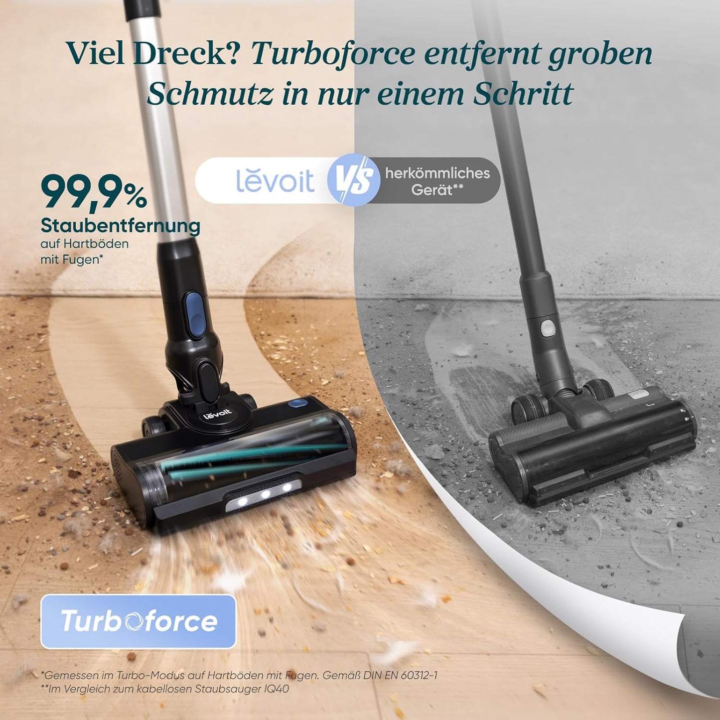 Levoit - Akku Staubsauger - Laufzeit für 75㎡ - Staubsauger Kabellos - 4-in-1 Vacuum Cleaner - 99,9 Prozent Filterleistung - Anti Tangle -Für Tierhaare/Teppiche/Hartböden/Auto - LVAC-200