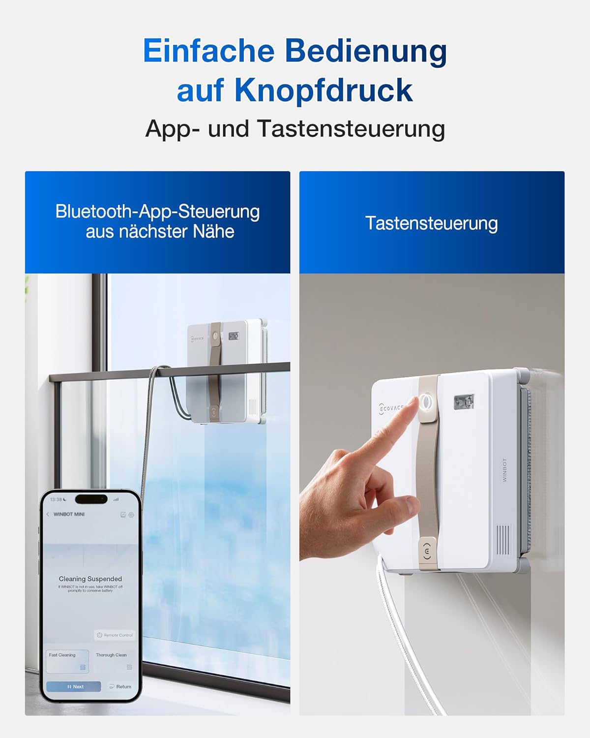 ECOVACS WINBOT W2 Omni Fensterputzroboter mit 6-in-1 Multifunktionsstation, integrierter 4500mAh Akku, Kantenreinigungsmodus, Weitwinkel-Sprühzerstäubungstechnologie, White