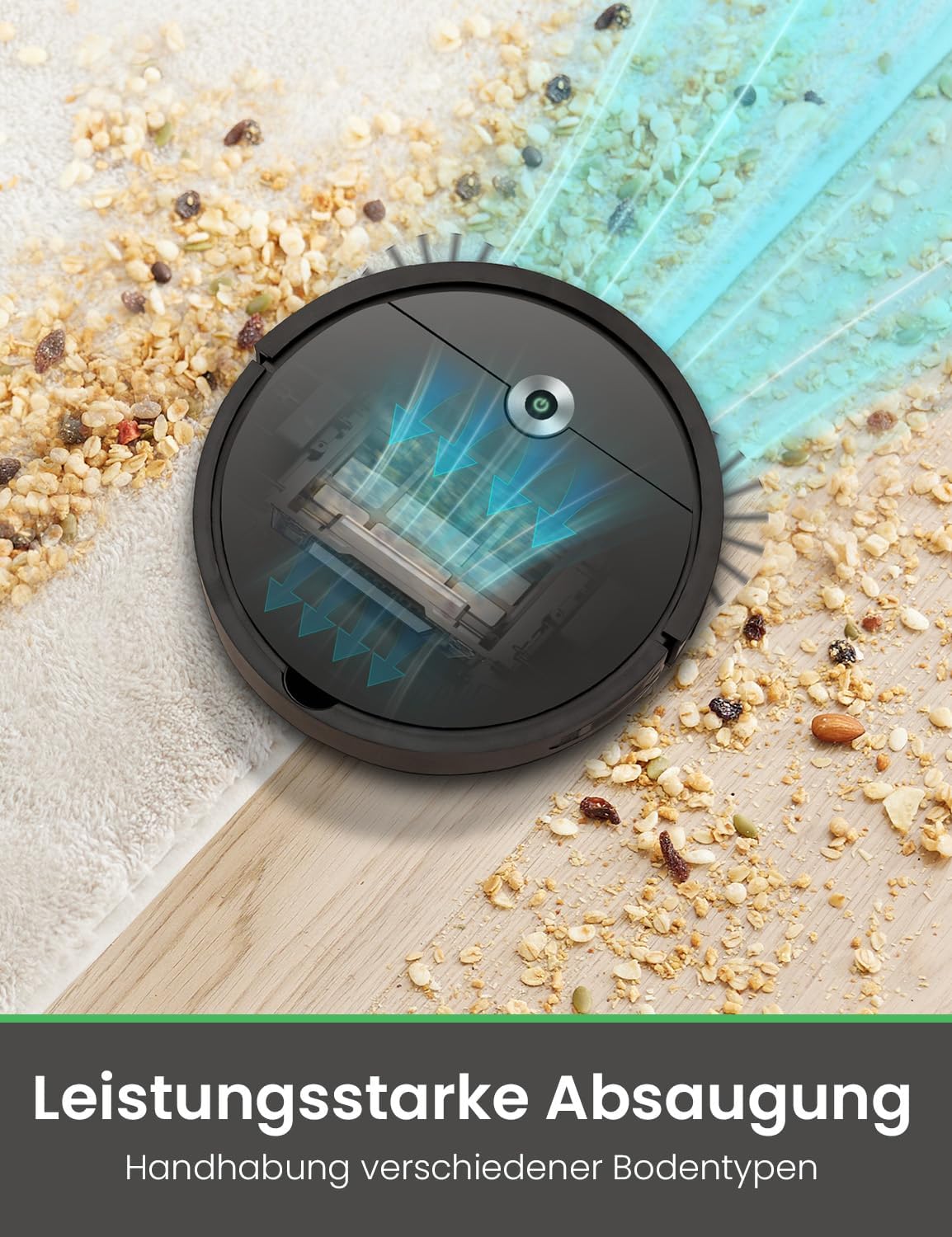 Vexilar W7 Saug und Wischroboter 3 in 1, 4000Pa Saugroboter mit Wischfunktion, Bürstenloses Düsendesign, 120Mins Max, Schlank und Geräuscharm Roboterstaubsauger ideal für Tierhaare, Hartböden, Teppich