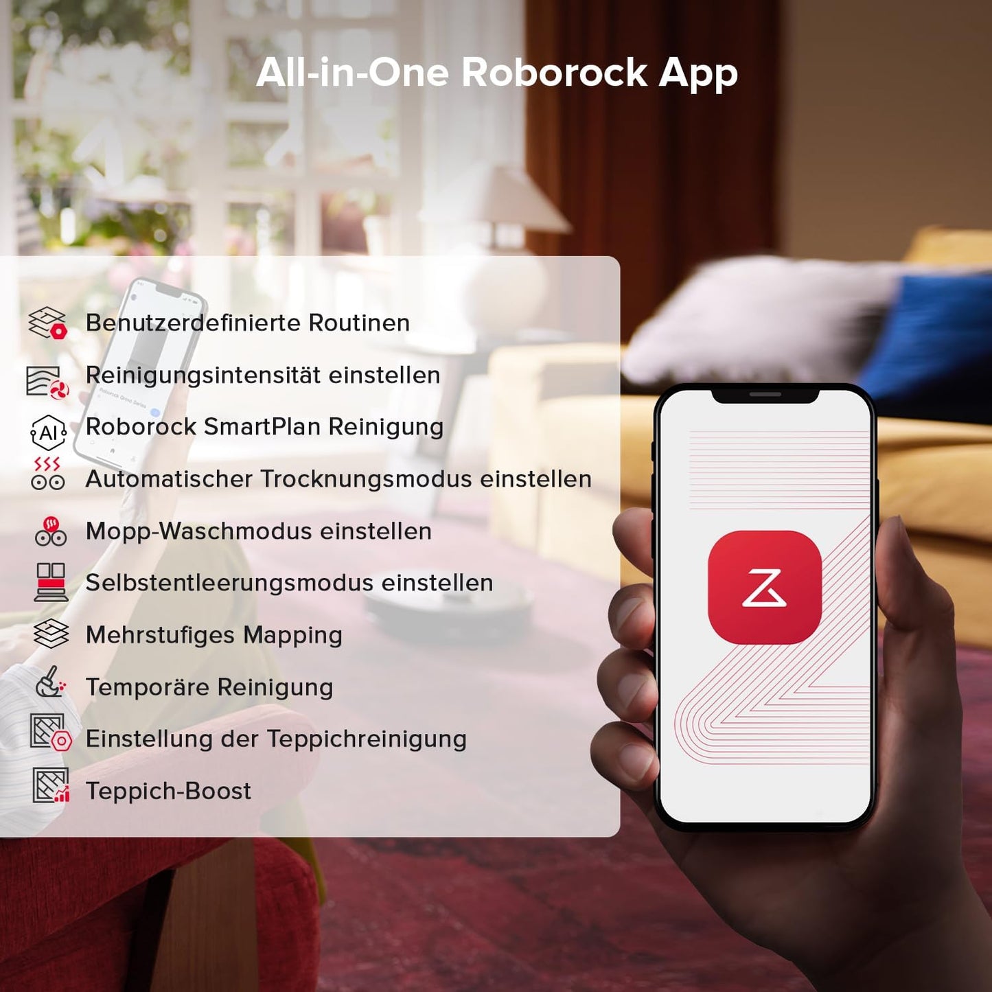 roborock Qrevo Serie Saugroboter mit Wischfunktion&Hebarem Wischmopp, 8000Pa Saugkraft(verbessert von Qrevo S), Anti-Verfilzungs-Seitenbürste, Hindernisvermeidung, All-in-One Dock, Schwarz(QV 35A)