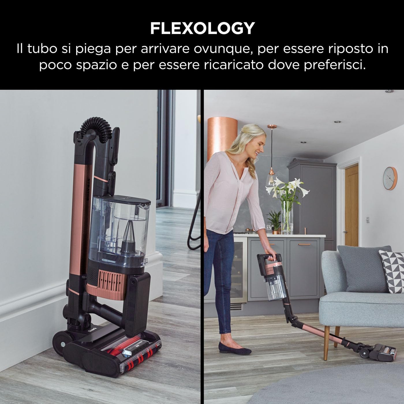 Shark PowerPro Akku-Staubsauger freistehend, bis 50 Min. Laufzeit, kabellos, beutellos, für Tierhaare, Allergiker, Teppich und Hartböden, mit LED-Licht und Knickgelenk-Rohr, Navyblau, IZ380EU