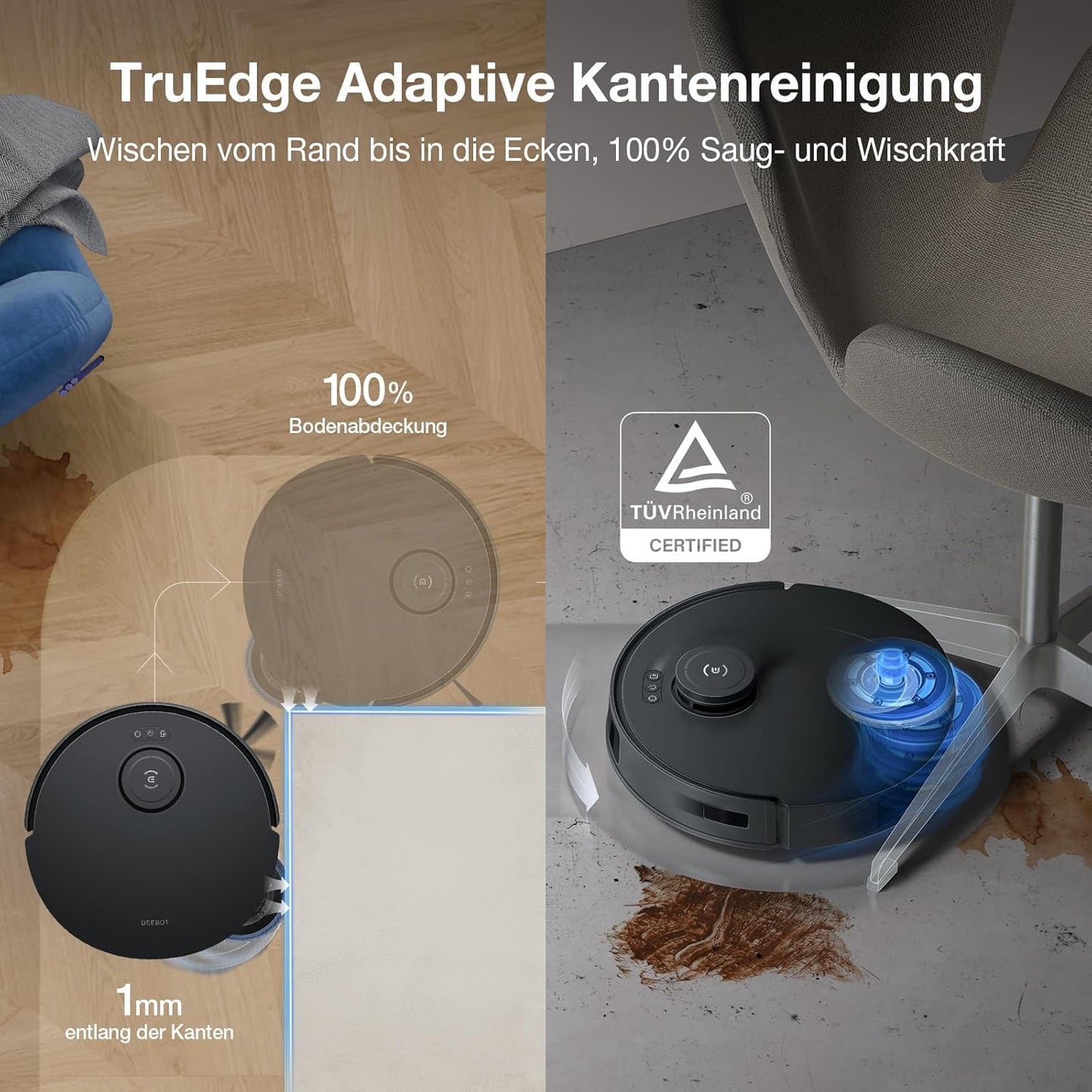 ECOVACS DEEBOT T30C Omni, Saugroboter mit Wischfunktion, 20.000 Pa, OZMO Turbo 2.0 Wischen, ZeroTangle 3.0 Anti-Verheddern, TruEdge 2.0 Kantenreinigung, All-in-One-Station, 75°C Moppwäsche, Schwarz