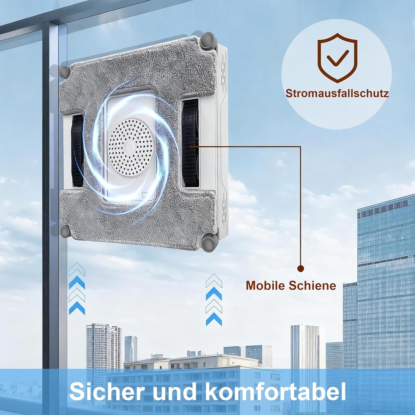 iDEEBO G500B Fensterputzroboter, Fensterroboter mit 2-Fach Sprühsystem, Auto Wegplanung, Fensterreiniger Roboter Elektrisch mit 100ML Tank für Innen- und Außenfenster