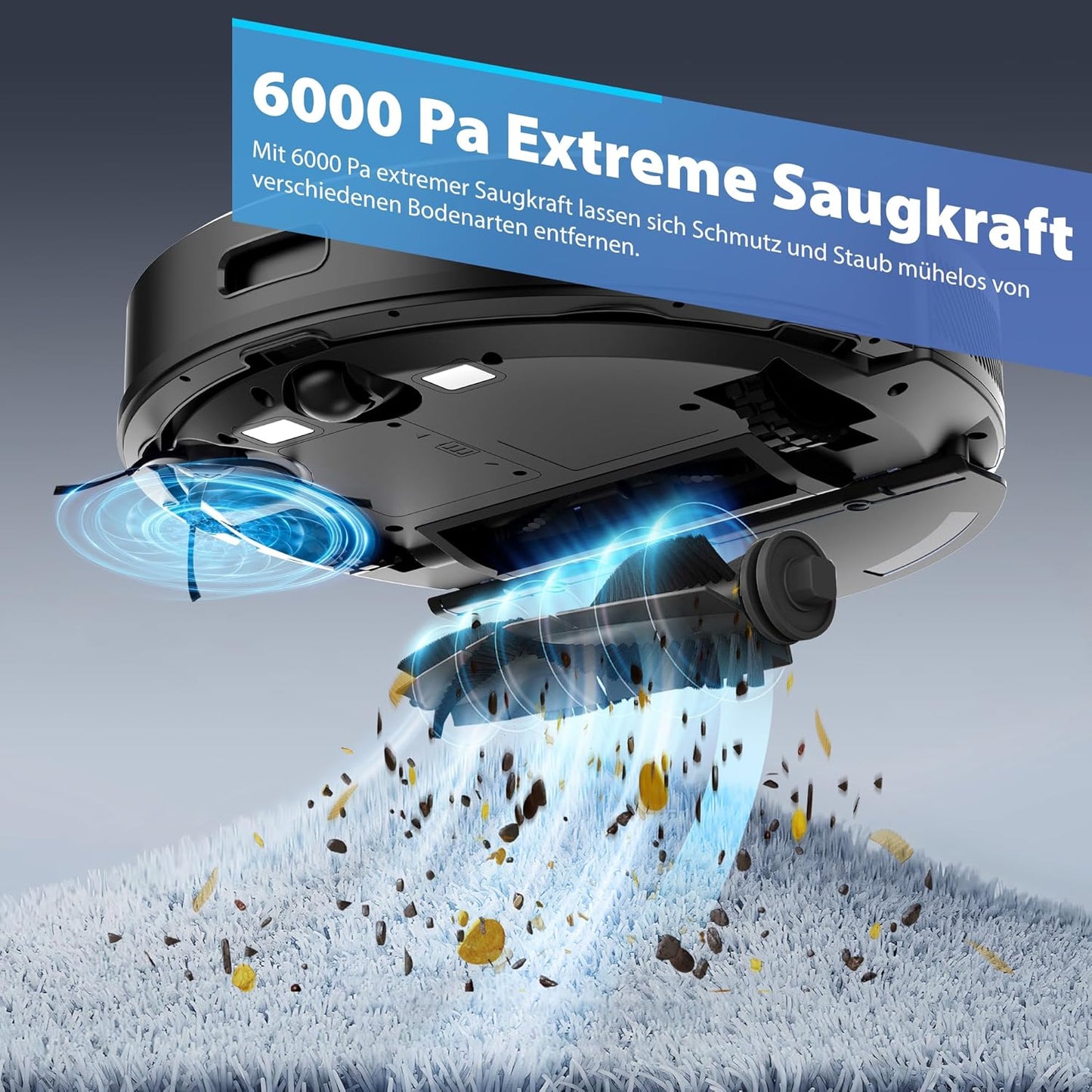 Tikom Saugroboter mit Wischfunktion, 6000Pa Staubsauger Roboter mit LiDAR Navigation, 150Min Max, APP Steuerung, 14 No-Go-Zonen, Saug und Wischroboter für Tierhaare, Teppiche und Hartboden(L8000 Pro)