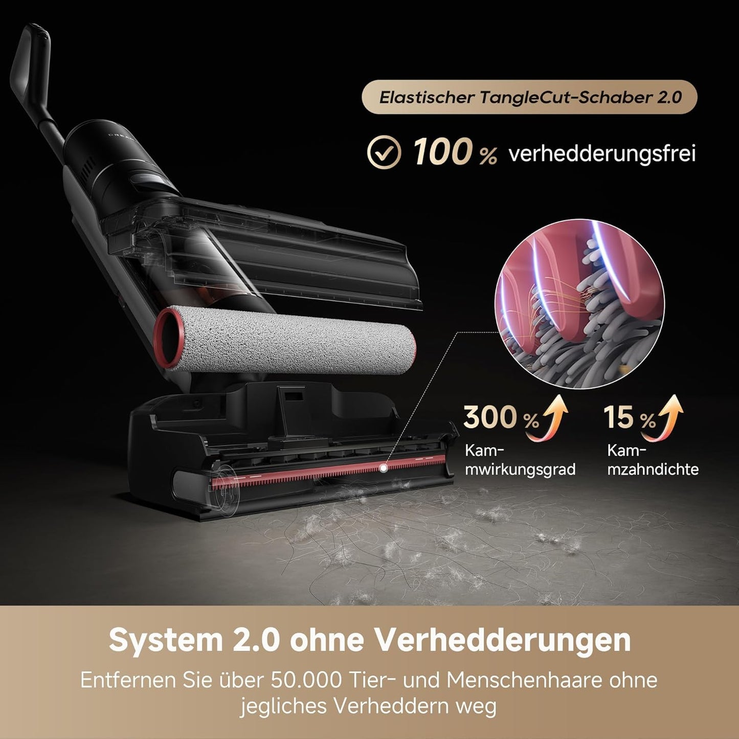 dreame H15 Mix 7-in-1 Nass- und Trockensauger, KI-Roboterarm, Kantenreinigung, 23.000 Pa Saugkraft, intelligente Dosierung, verhedderungsfrei, 100 °C Bürstenrein, 5 Min. 90 °C Trocknung, flach