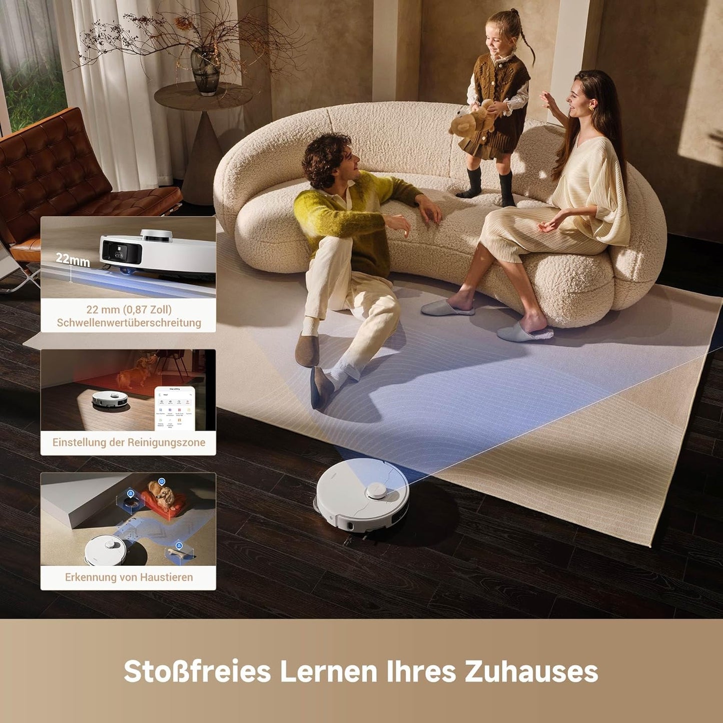 Mova P50 Pro Ultra Staubsaugerroboter mit Mopp, 19.000 Pa, 75℃ Selbstreinigender Heißwasser-Mopp mit Auszug Seitenbürste, LDS-Navigation,+RGB AI+LED-Hindernisvermeidung, Auto-Entleerung/Nachfüllen