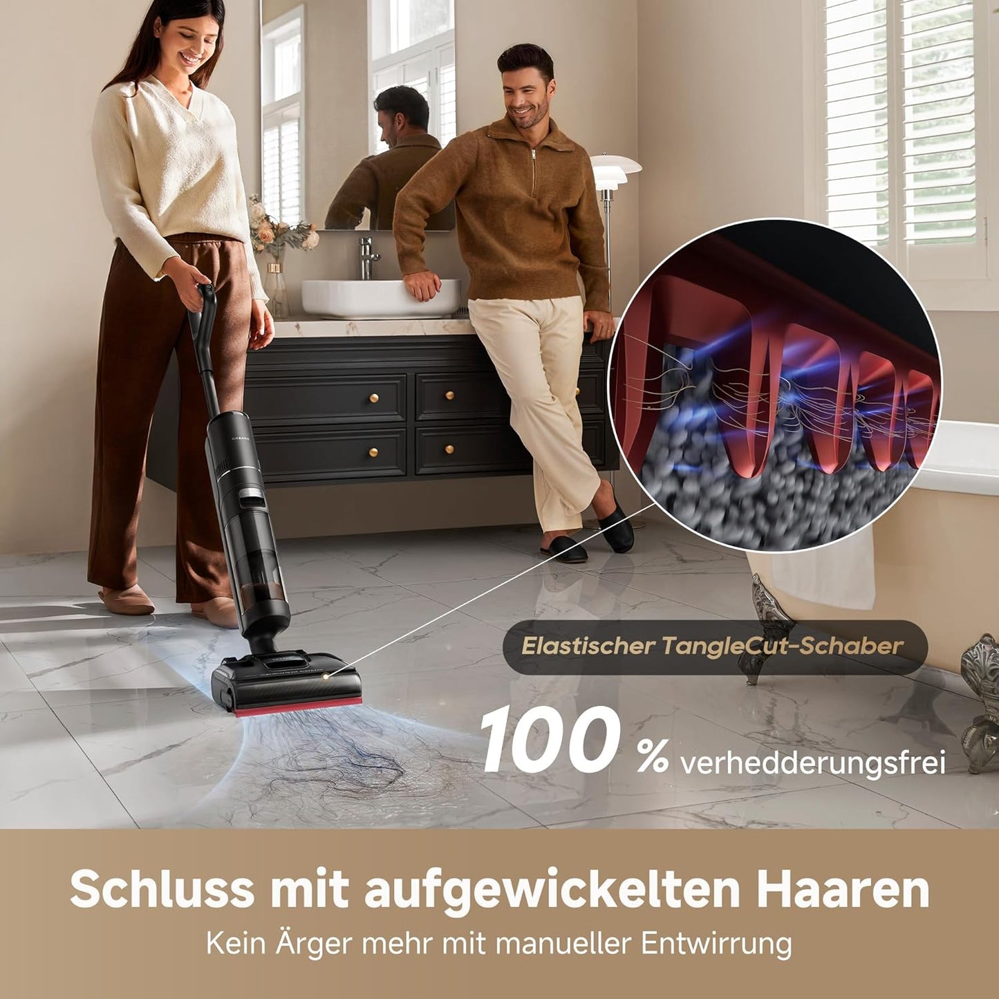 dreame H15 Mix 7-in-1 Nass- und Trockensauger, KI-Roboterarm, Kantenreinigung, 23.000 Pa Saugkraft, intelligente Dosierung, verhedderungsfrei, 100 °C Bürstenrein, 5 Min. 90 °C Trocknung, flach