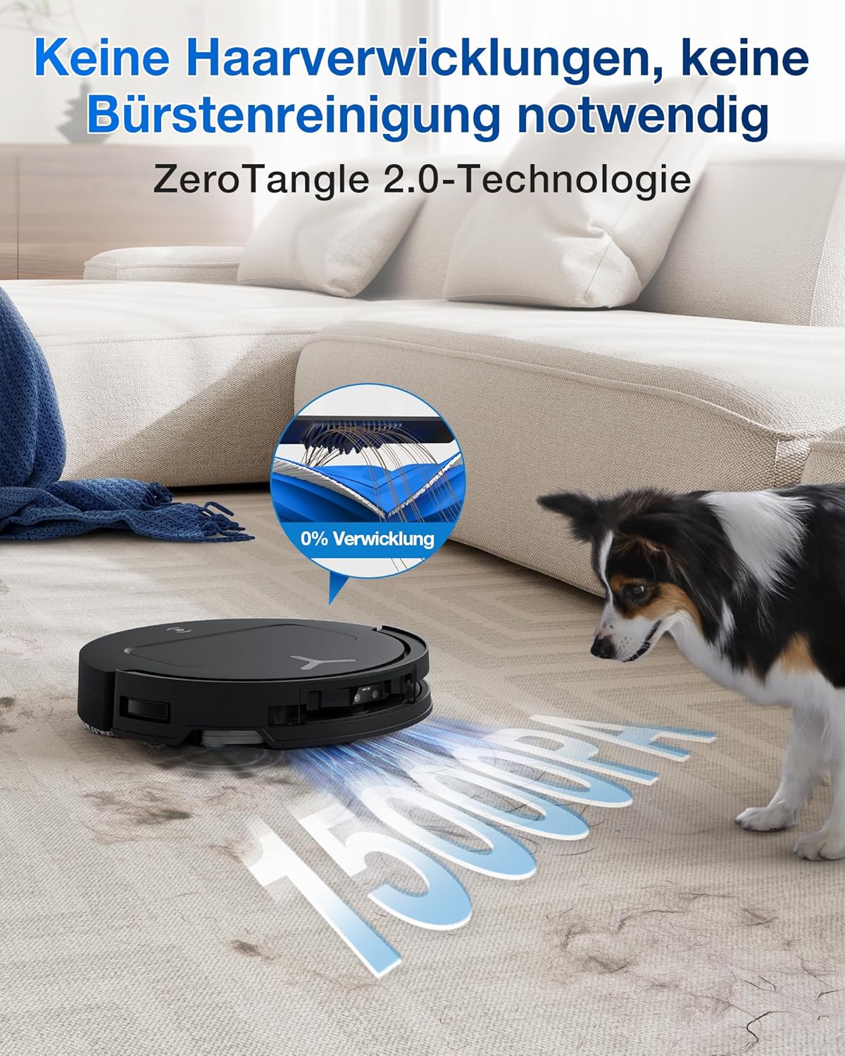 ECOVACS DEEBOT T50 Omni Saugroboter mit Wischfunktion,15.000 Pa, T30 Omni-Upgrade, Ausziehbare Seitenbürste und Mopp, ZeroTangle 2.0, Moppwäsche mit 75°C heißem Wasser, All-in-One Station