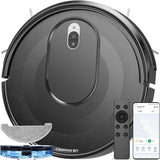 Vexilar W7 Saug und Wischroboter 3 in 1, 4000Pa Saugroboter mit Wischfunktion, Bürstenloses Düsendesign, 120Mins Max, Schlank und Geräuscharm Roboterstaubsauger ideal für Tierhaare, Hartböden, Teppich