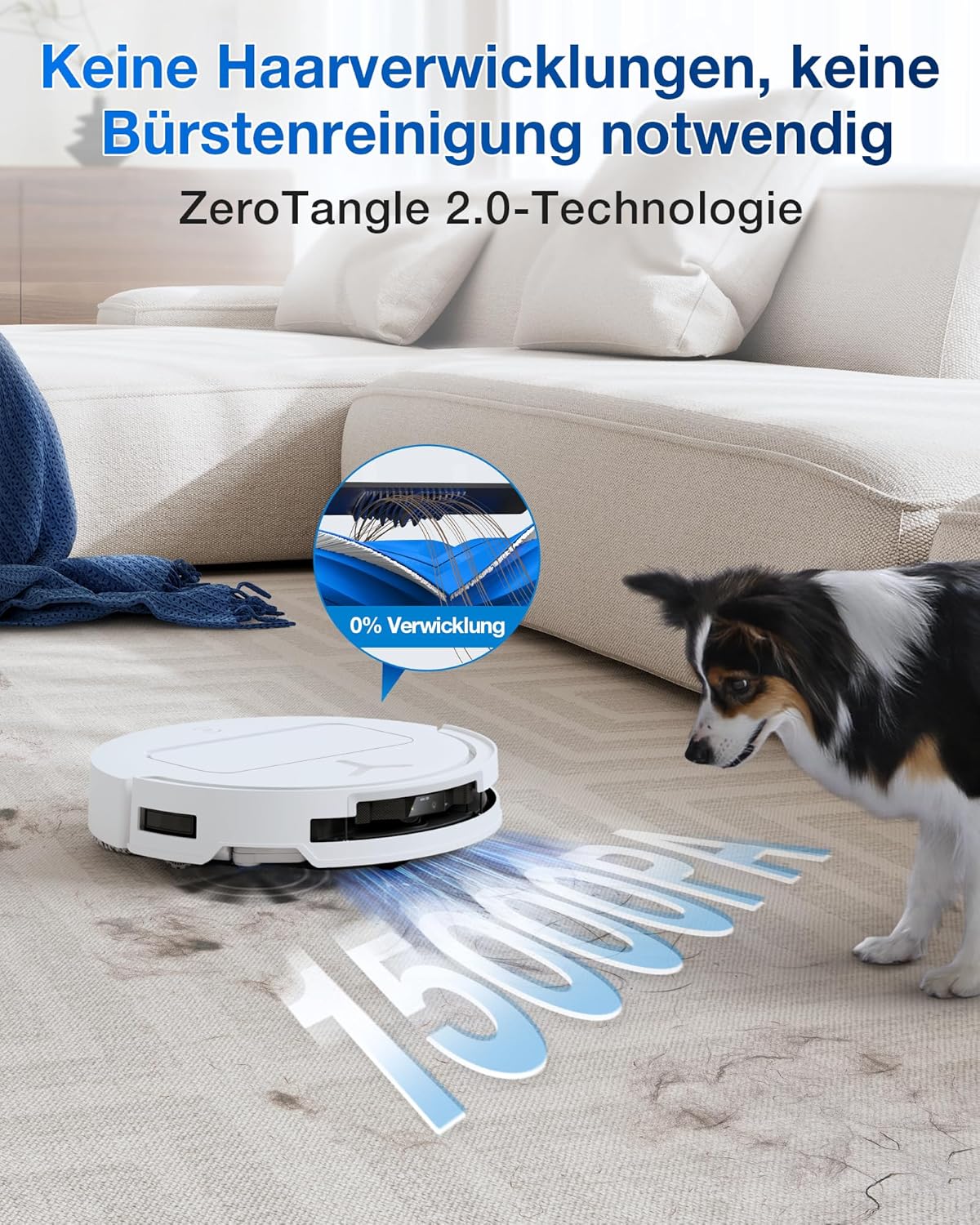 ECOVACS DEEBOT T50 Omni Saugroboter mit Wischfunktion,15.000 Pa, T30 Omni-Upgrade, Ausziehbare Seitenbürste und Mopp, ZeroTangle 2.0, Moppwäsche mit 75°C heißem Wasser, All-in-One Station