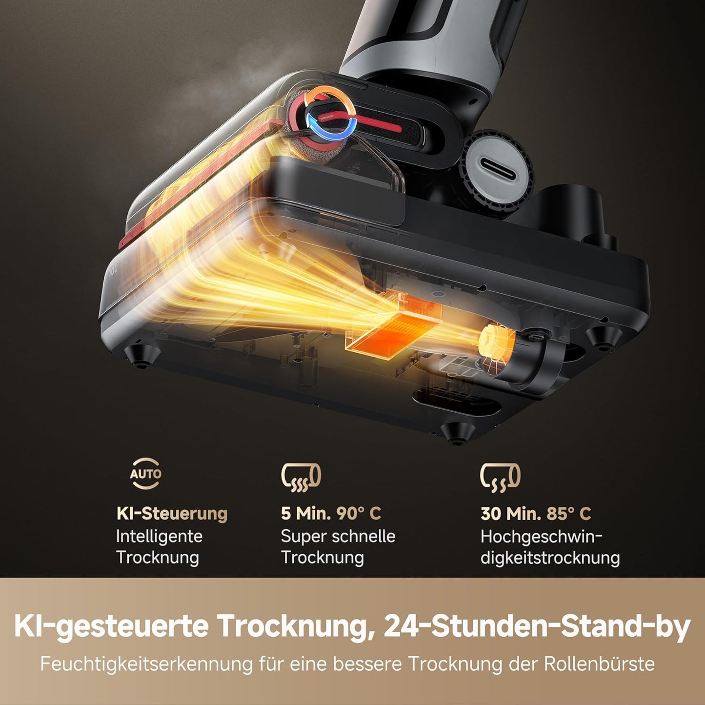 dreame H15 Mix 7-in-1 Nass- und Trockensauger, KI-Roboterarm, Kantenreinigung, 23.000 Pa Saugkraft, intelligente Dosierung, verhedderungsfrei, 100 °C Bürstenrein, 5 Min. 90 °C Trocknung, flach
