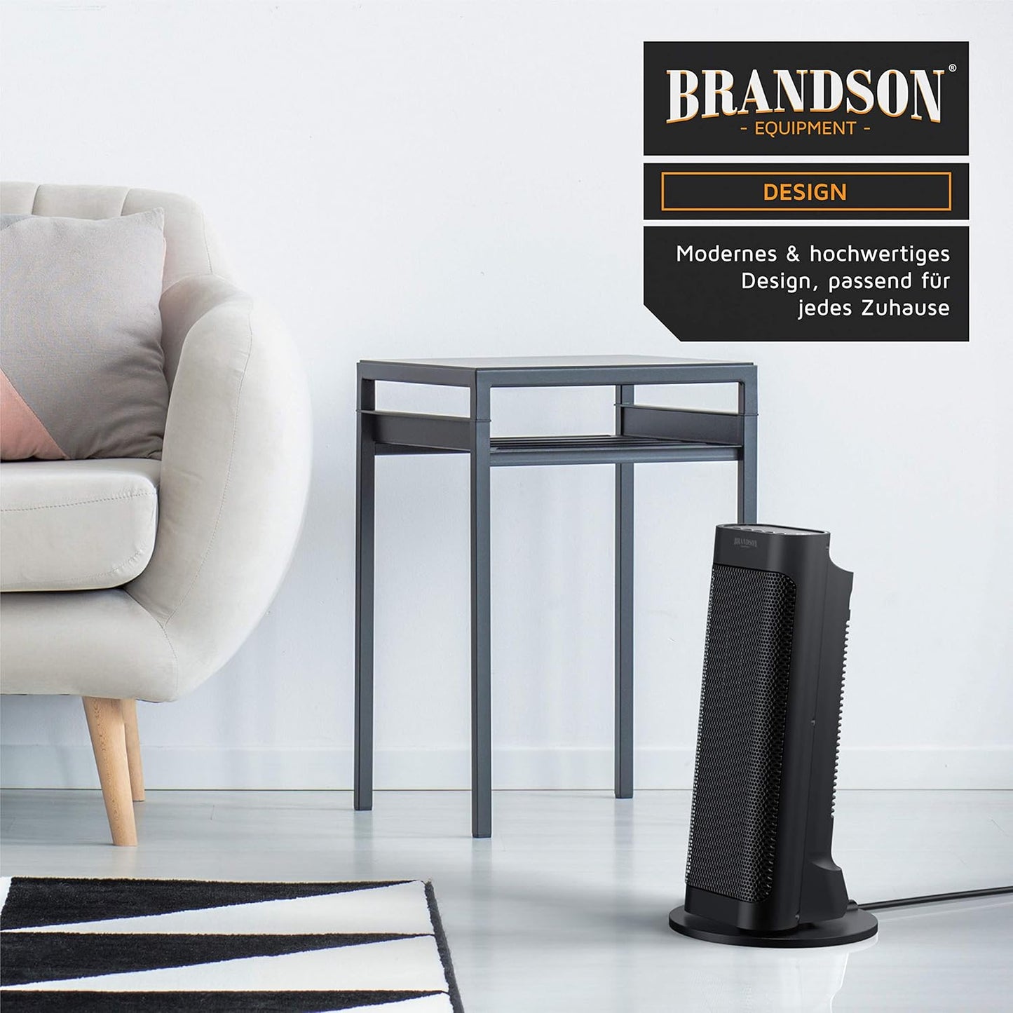 Brandson - Heizlüfter mit Fernbedienung - Preisträger - energiesparend leise Keramik-Heizlüfter Badezimmer - Oszillationsfunktion - Timer - Heizung Heater - GS zertifiziert