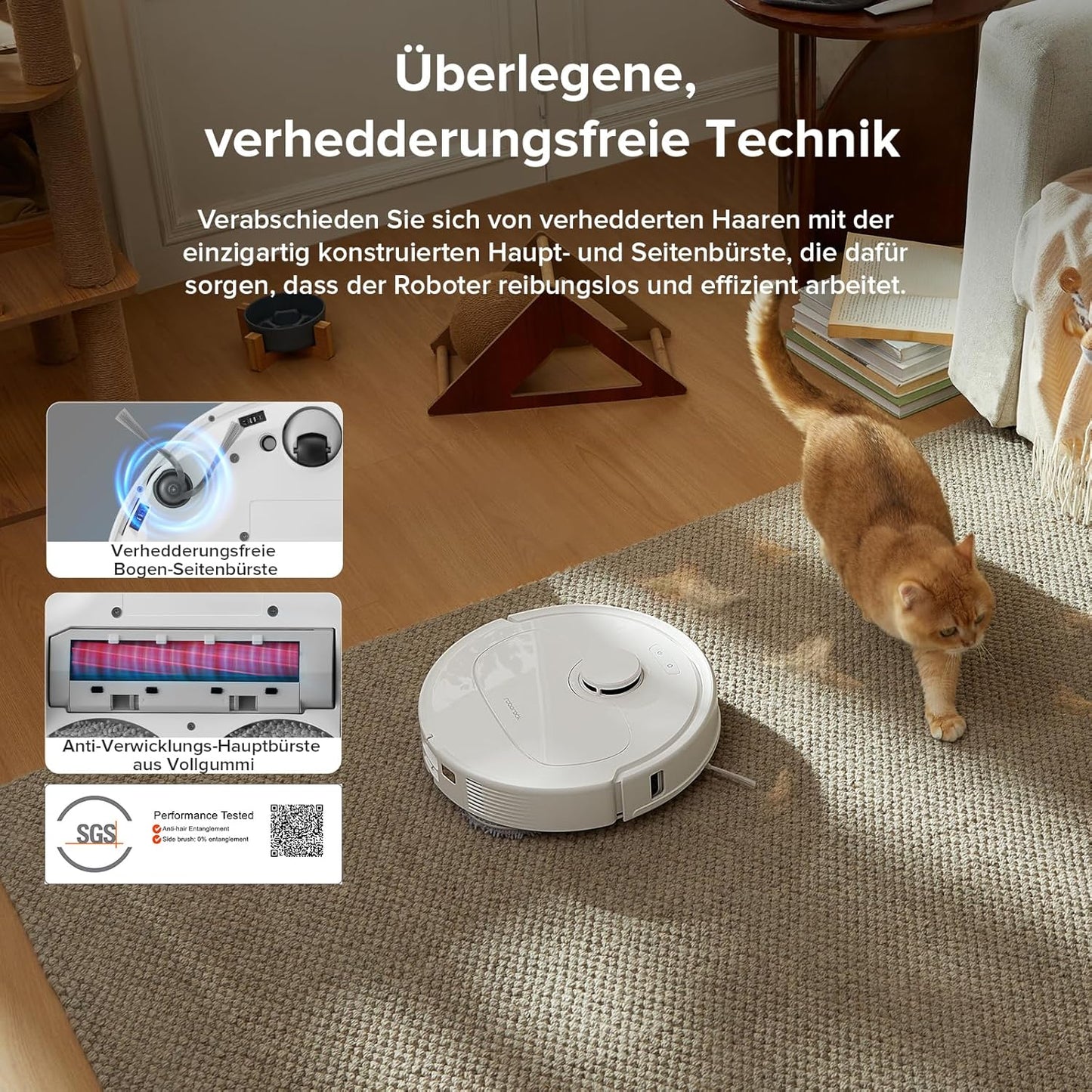 roborock Qrevo Serie Saugroboter mit Wischfunktion&Hebarem Wischmopp, 8000Pa Saugkraft(verbessert von Qrevo S), Anti-Verfilzungs-Seitenbürste, Hindernisvermeidung, All-in-One Dock, Schwarz(QV 35A)