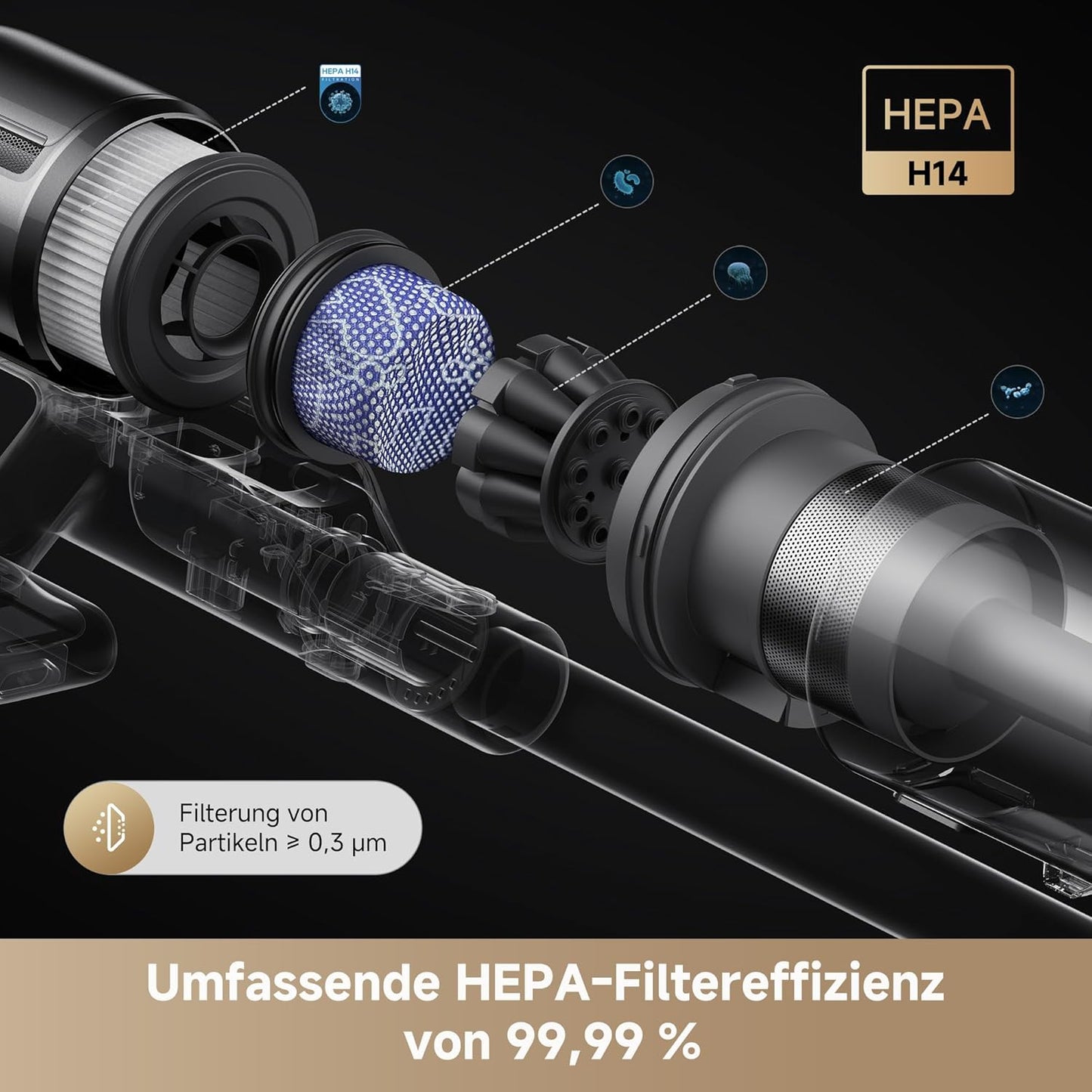 dreame Z30 Kabelloser Bodenstaubsauger, 310 AW Saugkraft, 90 min Max Reinigungszeit, Dust-Reveal-Technologie, Tierhaar-Entfernungswerkzeug, Multi-Flächen-Saugkraft, Schmutzerkennung